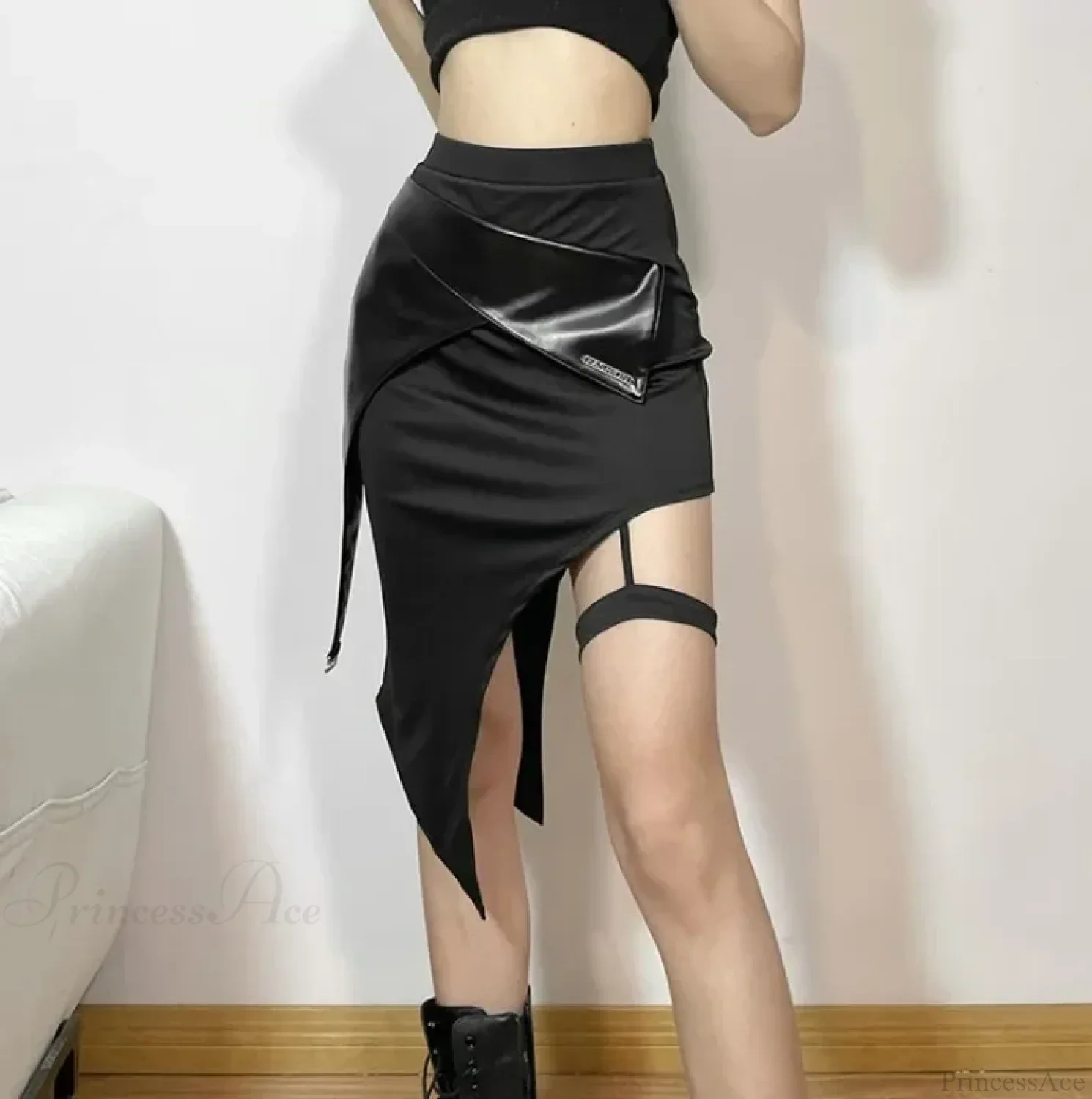 Techwear Patchwork Cargo Skirt