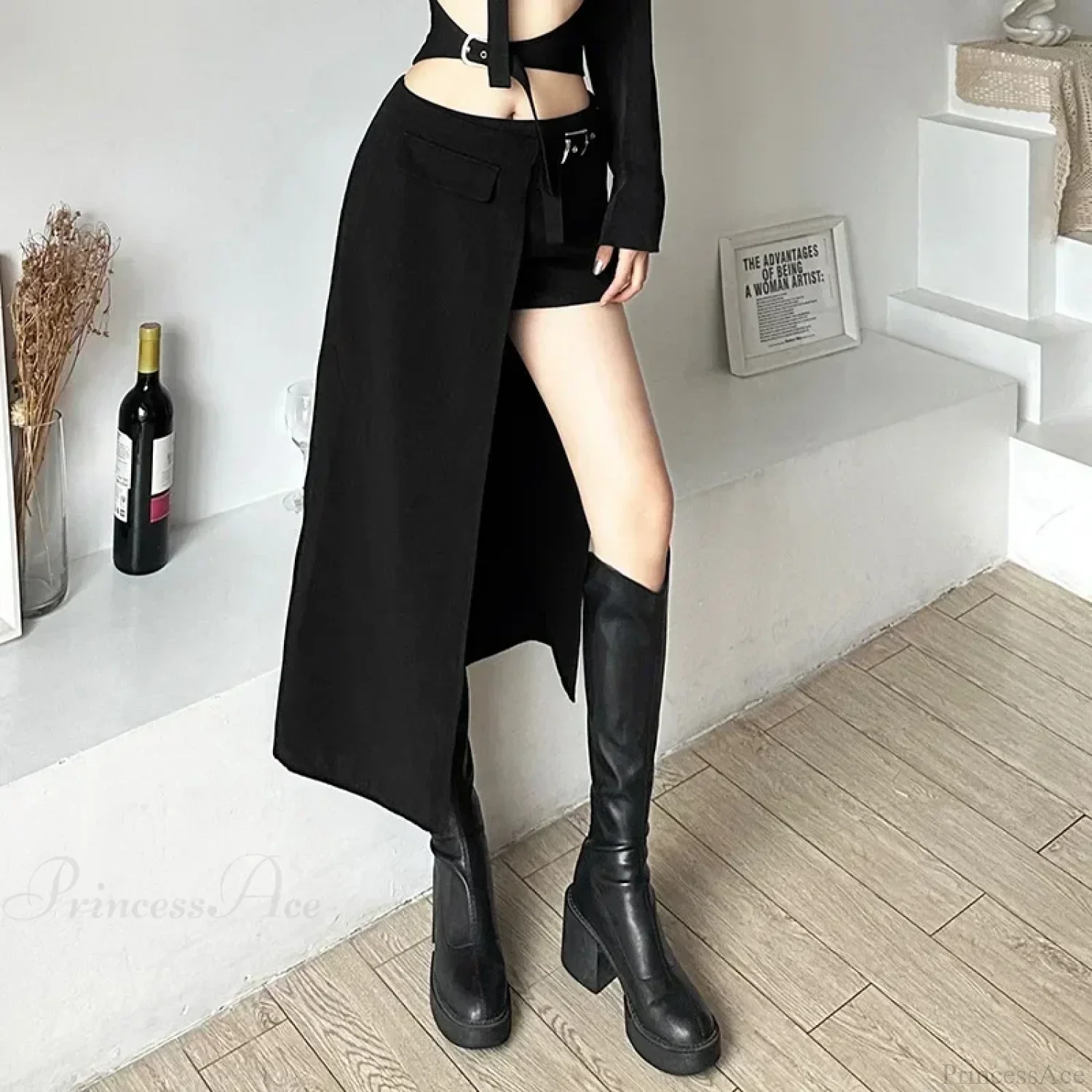 Techwear Patchwork Cargo Skirt - Image 2
