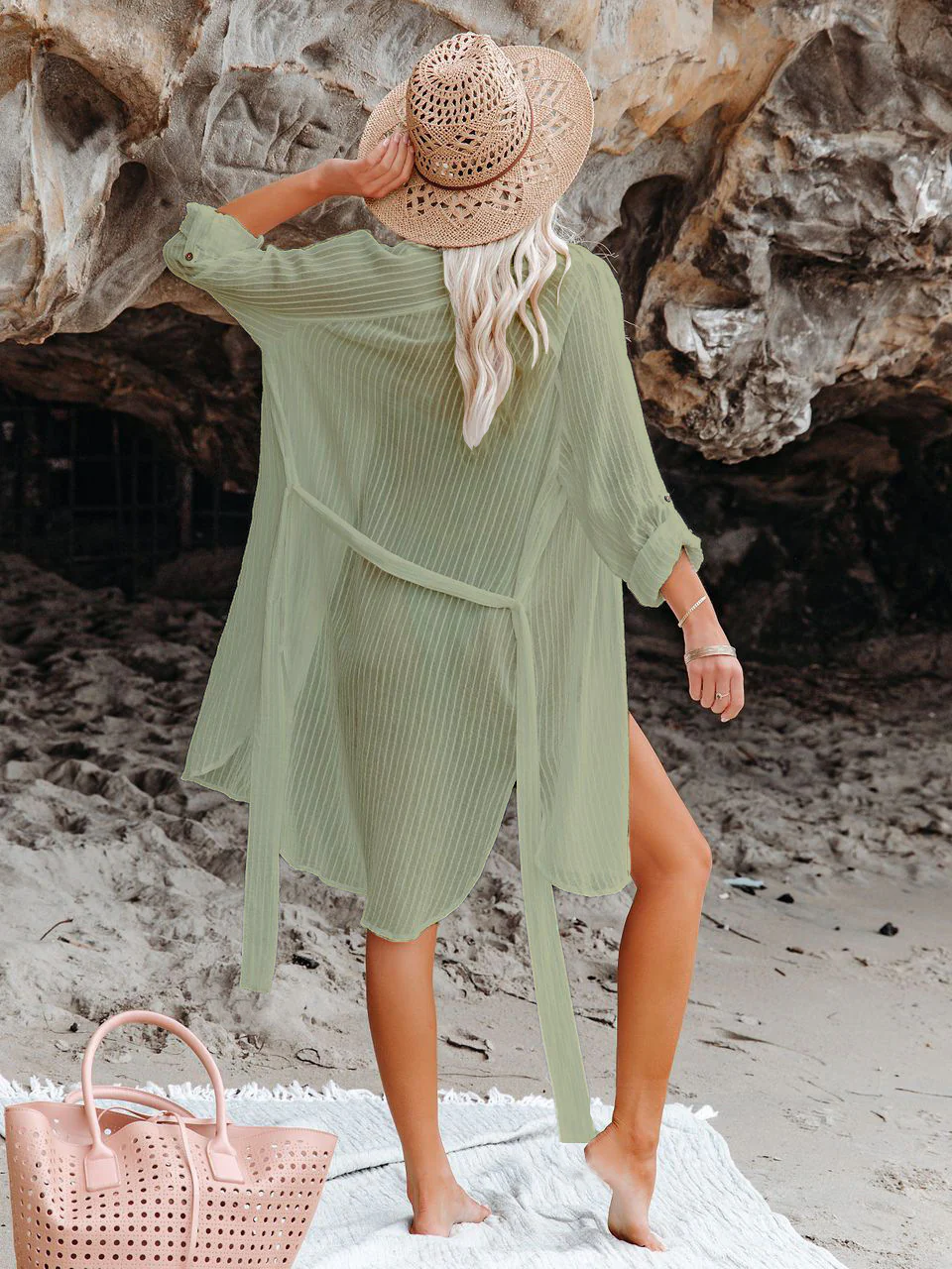 Textured Beach Cover Up Blouse - Image 14