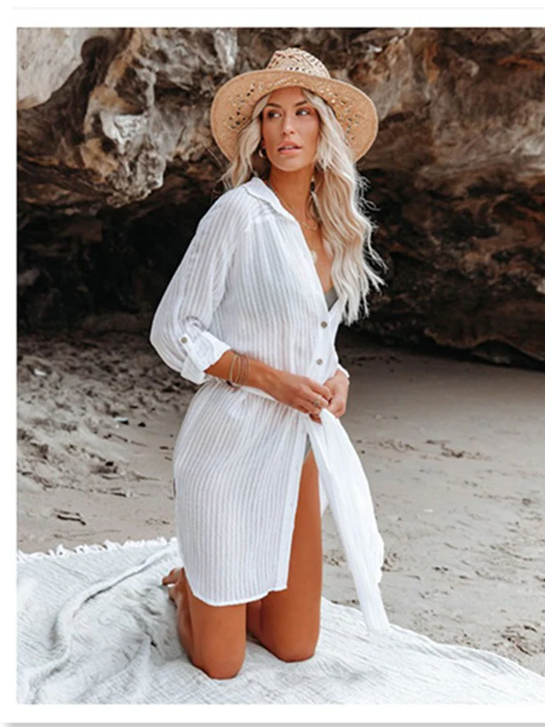 Textured Beach Cover Up Blouse - Image 2
