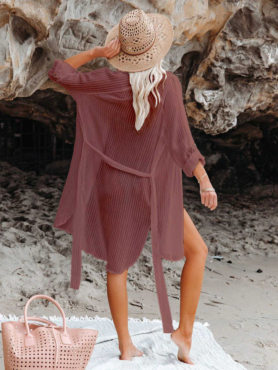 Textured Beach Cover Up Blouse - Image 30