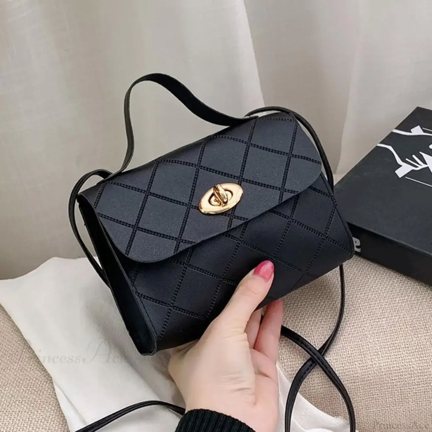 Textured Long Strap Faux Leather Crossbody Wallet Handbag - Image 4