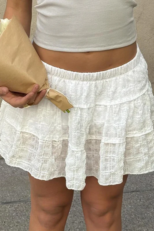 Textured Patchwork Low Waist A-Line Skirt - Image 2