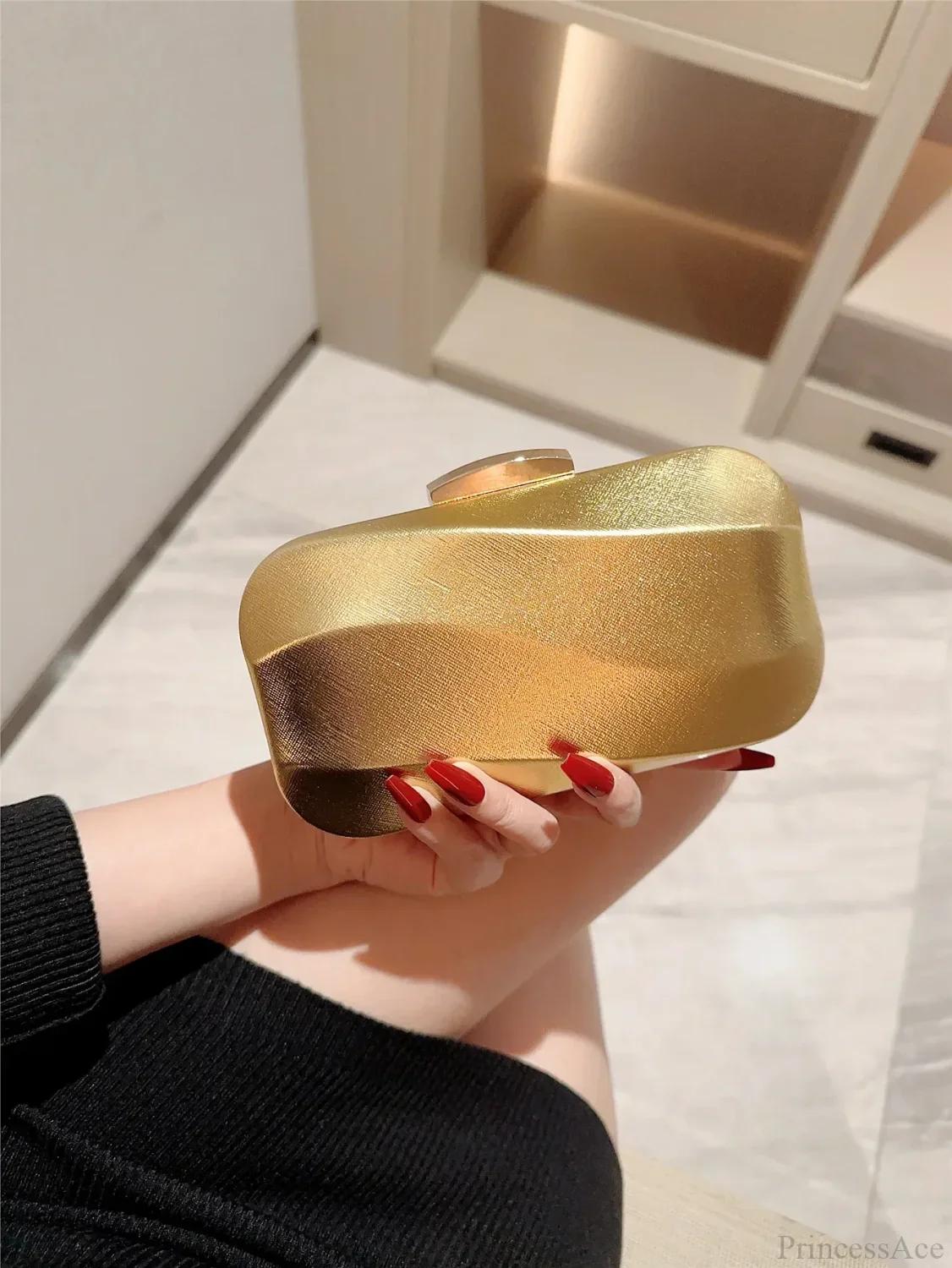 Textured Square Box Evening Wedding Clutch Bag - Image 7
