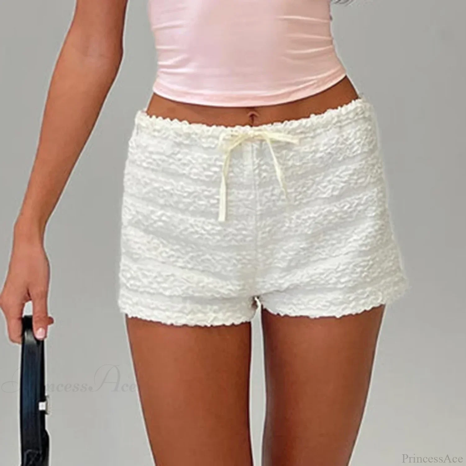 Textured Tie-Up Elastic Short - Image 2