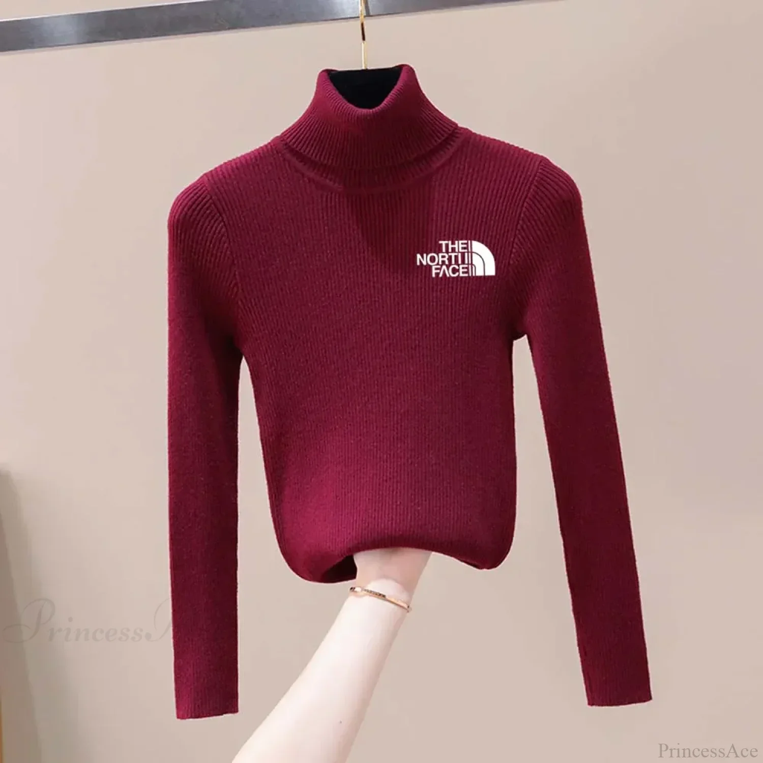 Thick Ribbed Sweater Cotton Turtleneck Knit Pullover Top - Image 11