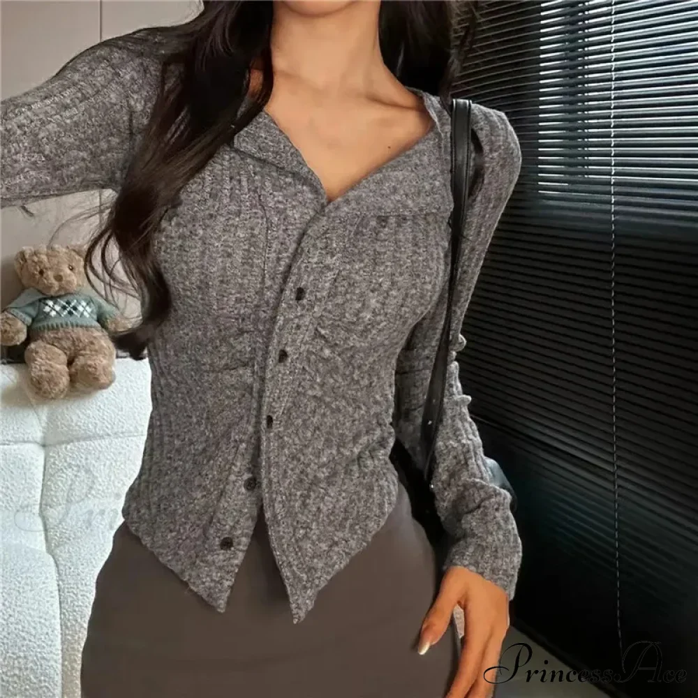 Thin Vintage Cozy Long Sleeve Elegant Single-breasted Stylish Jumper Sweater - Image 7