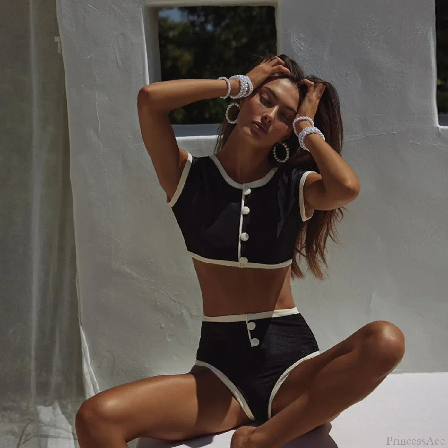 Thong Solid Bikini Set - Image 2
