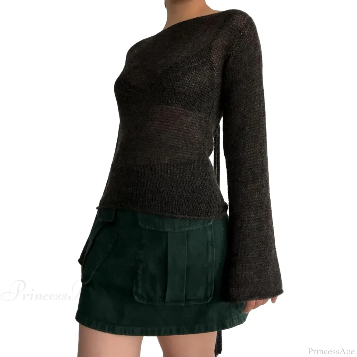 Tie Back Boat Neck Solid Color Sweater - Image 3
