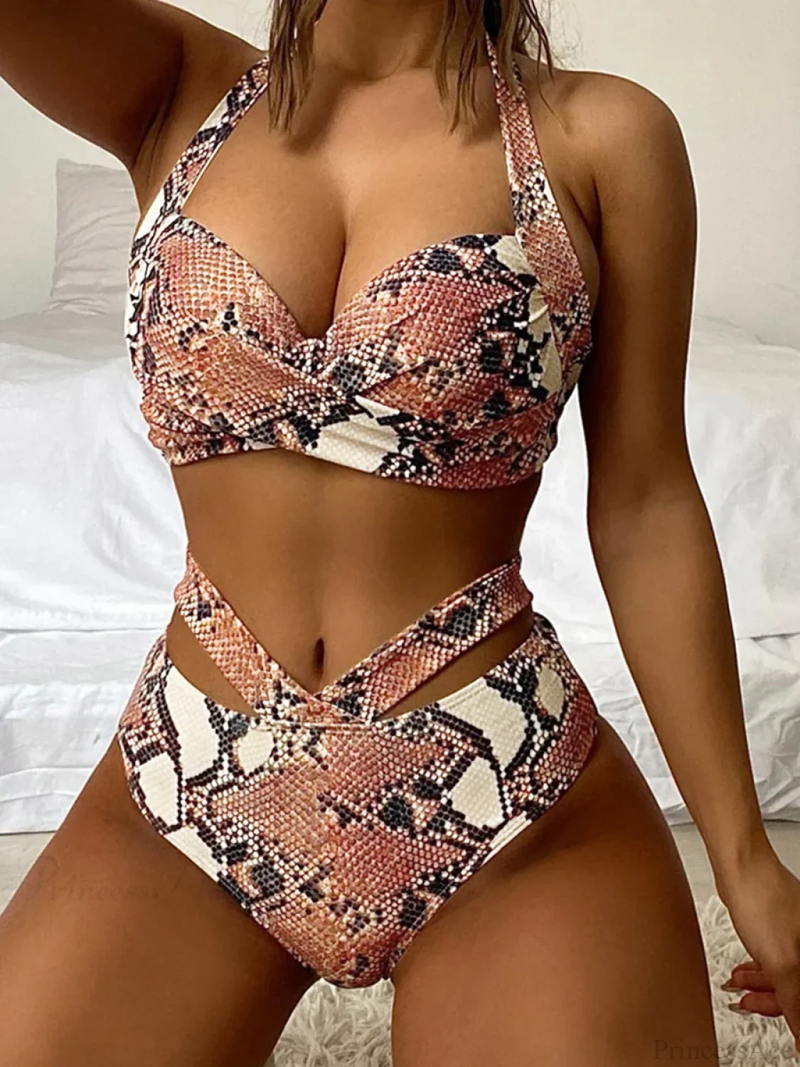 Tie Dye Lace Up Back Halter Two Piece Set - Image 12