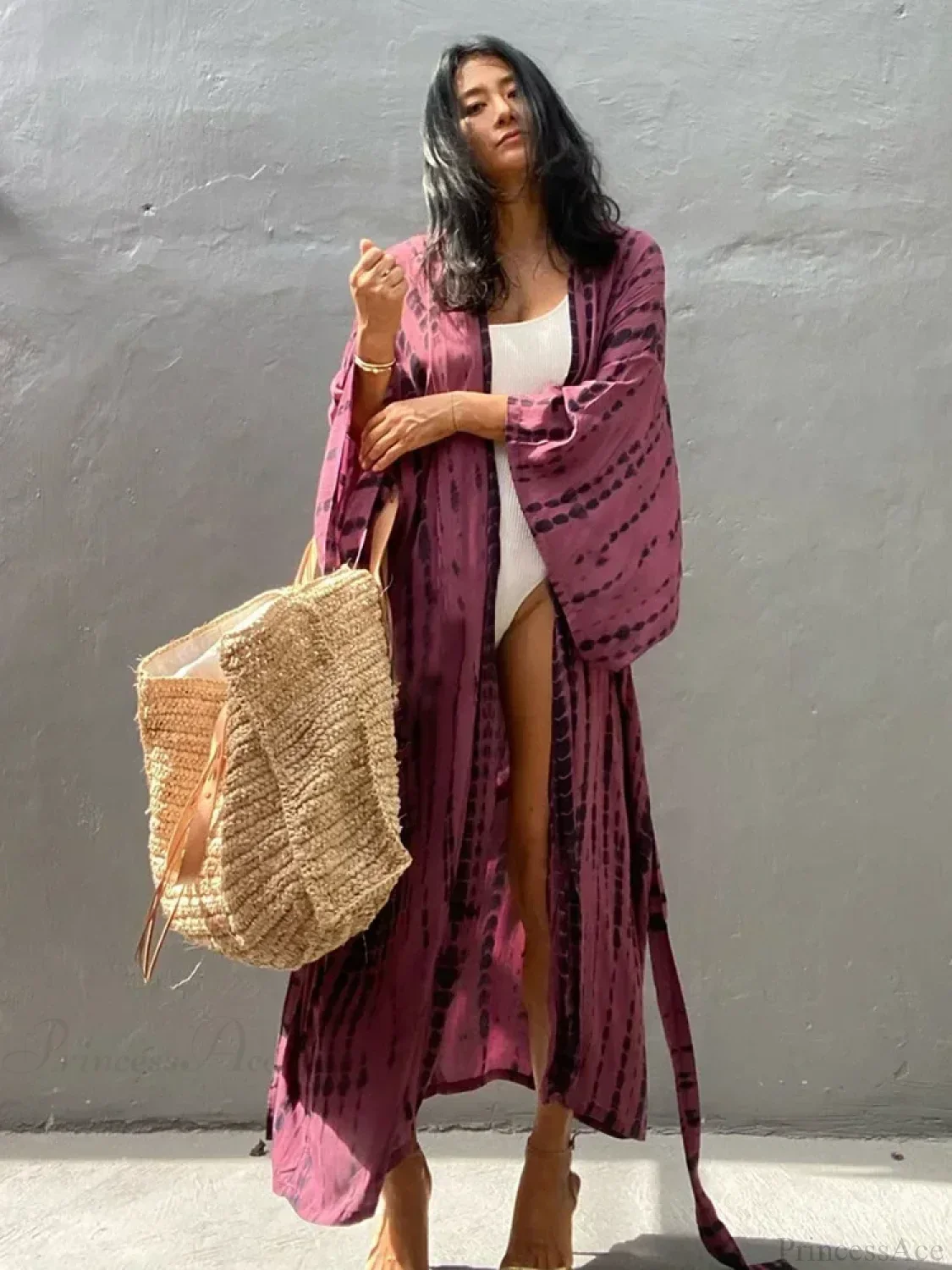Tie Dye V-Neck Beach Cover Up - Image 11
