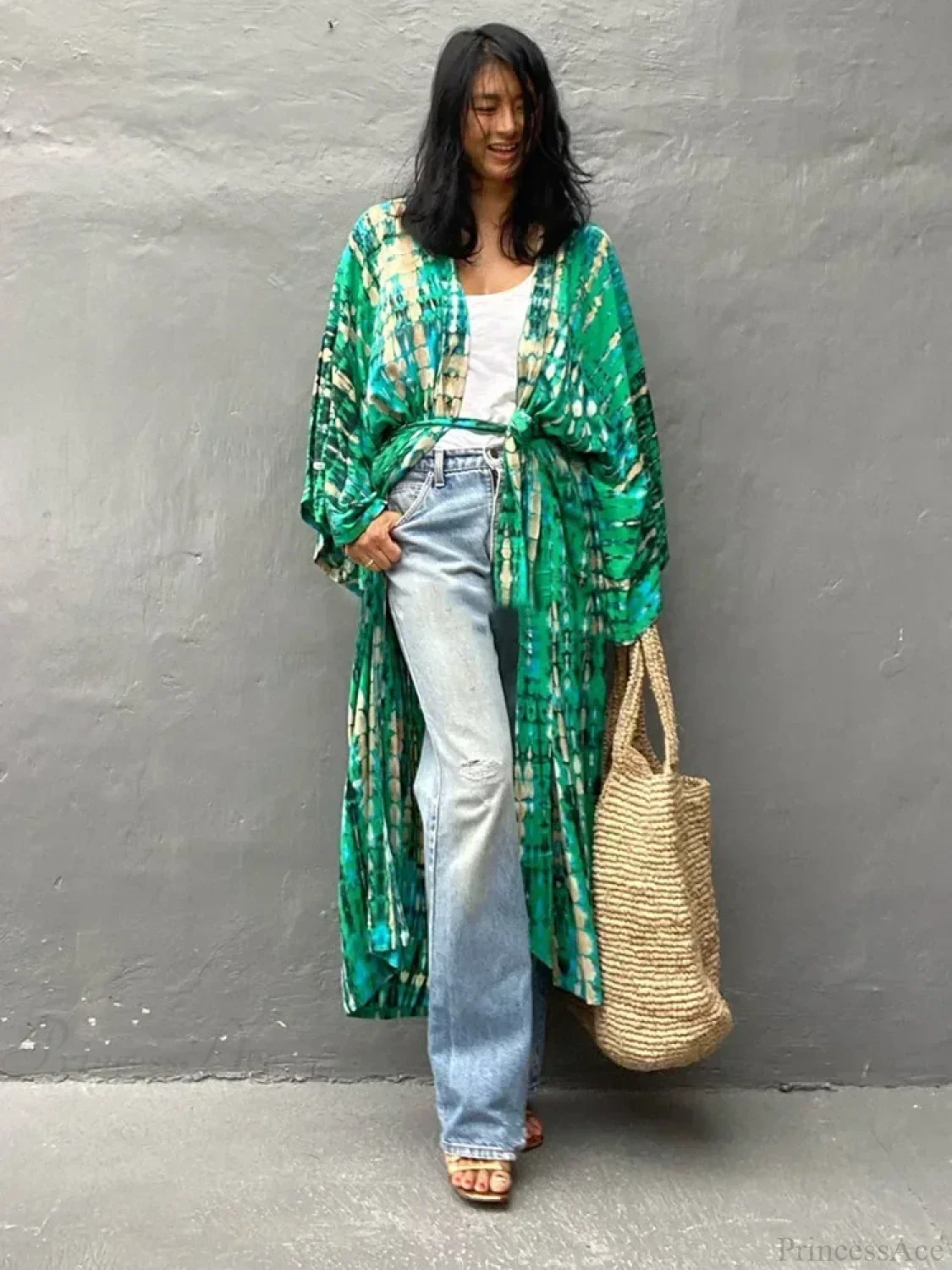 Tie Dye V-Neck Beach Cover Up - Image 13