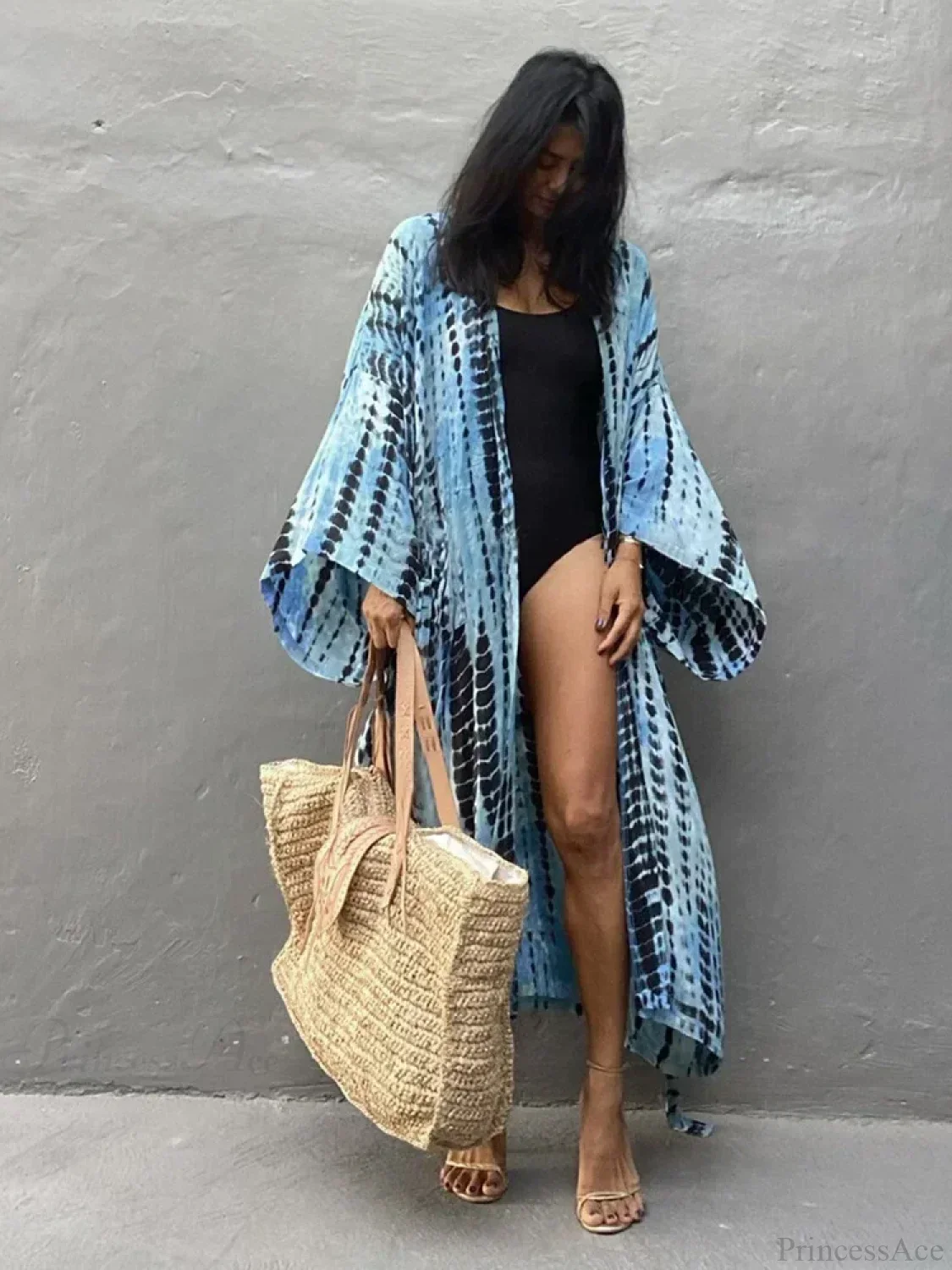 Tie Dye V-Neck Beach Cover Up - Image 2