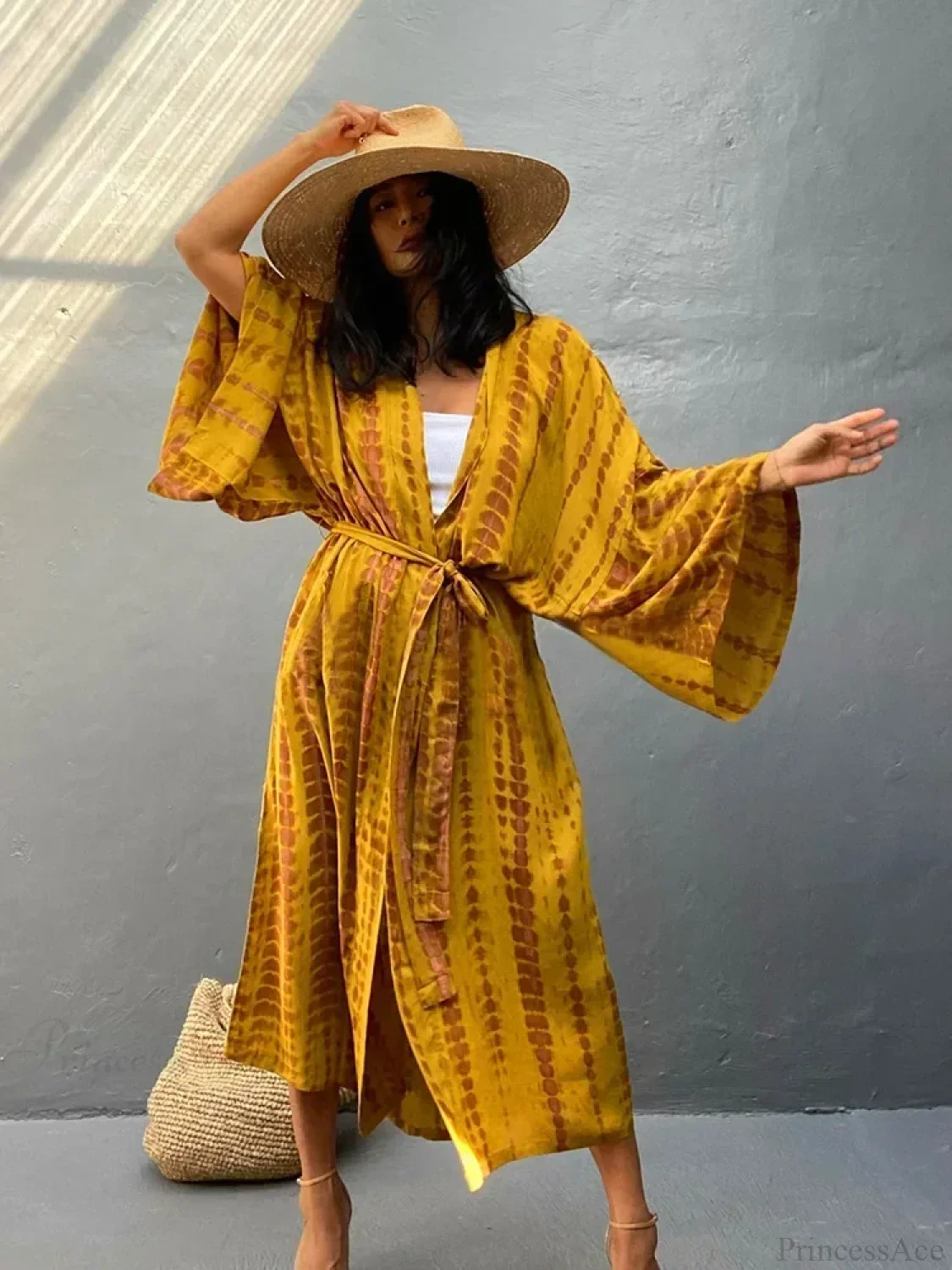 Tie Dye V-Neck Beach Cover Up - Image 4