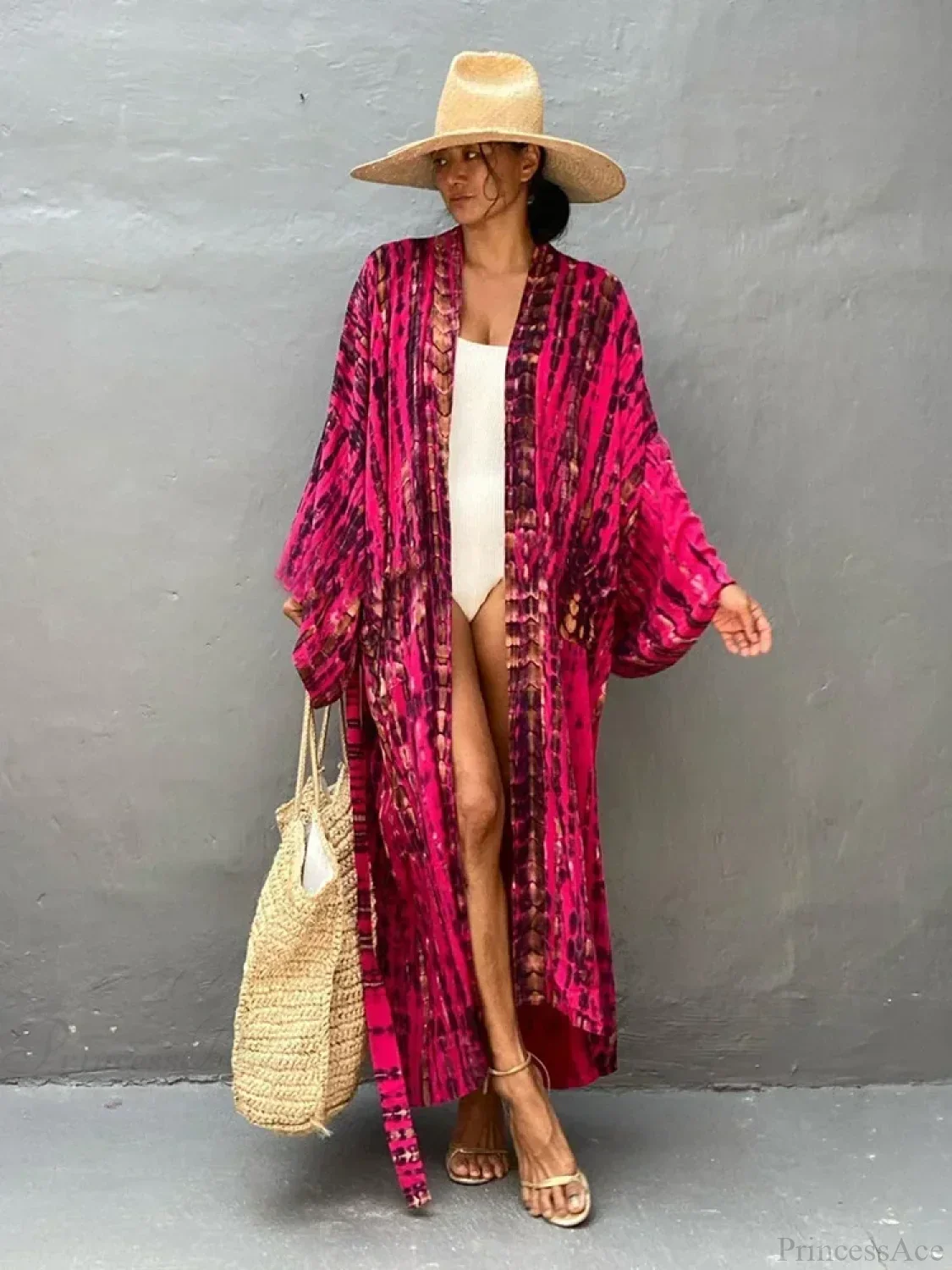 Tie Dye V-Neck Beach Cover Up - Image 5