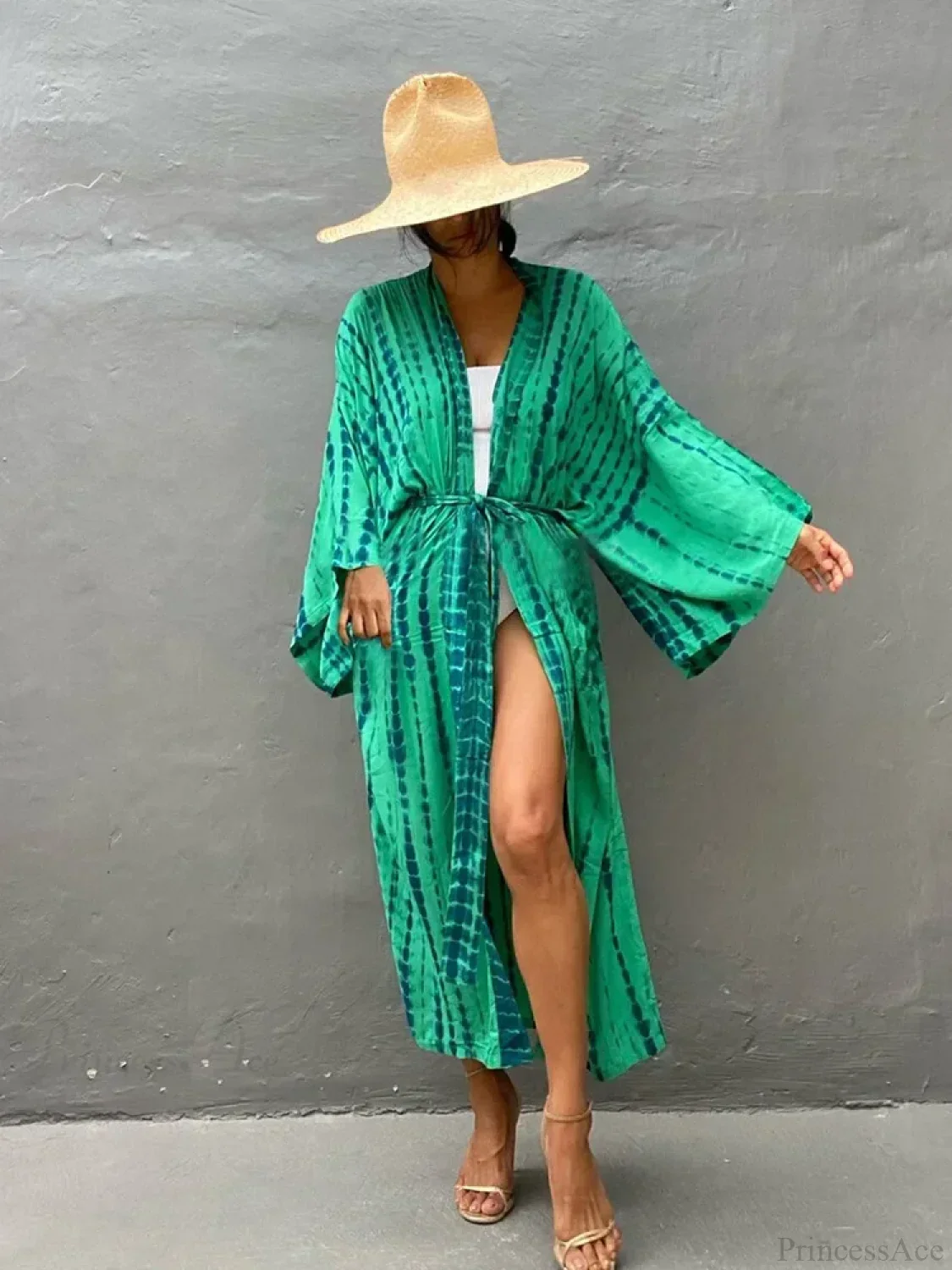 Tie Dye V-Neck Beach Cover Up - Image 6