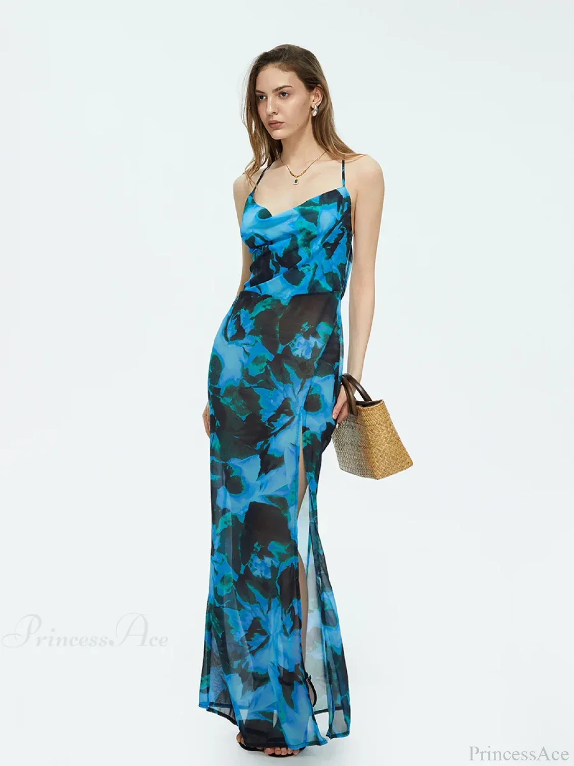 Tie-dyed Suspender Backless Floral Dress - Image 5