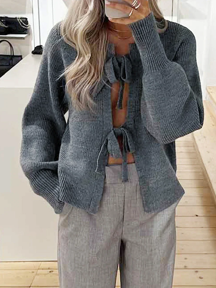 Tie Front Knit Autumn Cardigan - Image 4