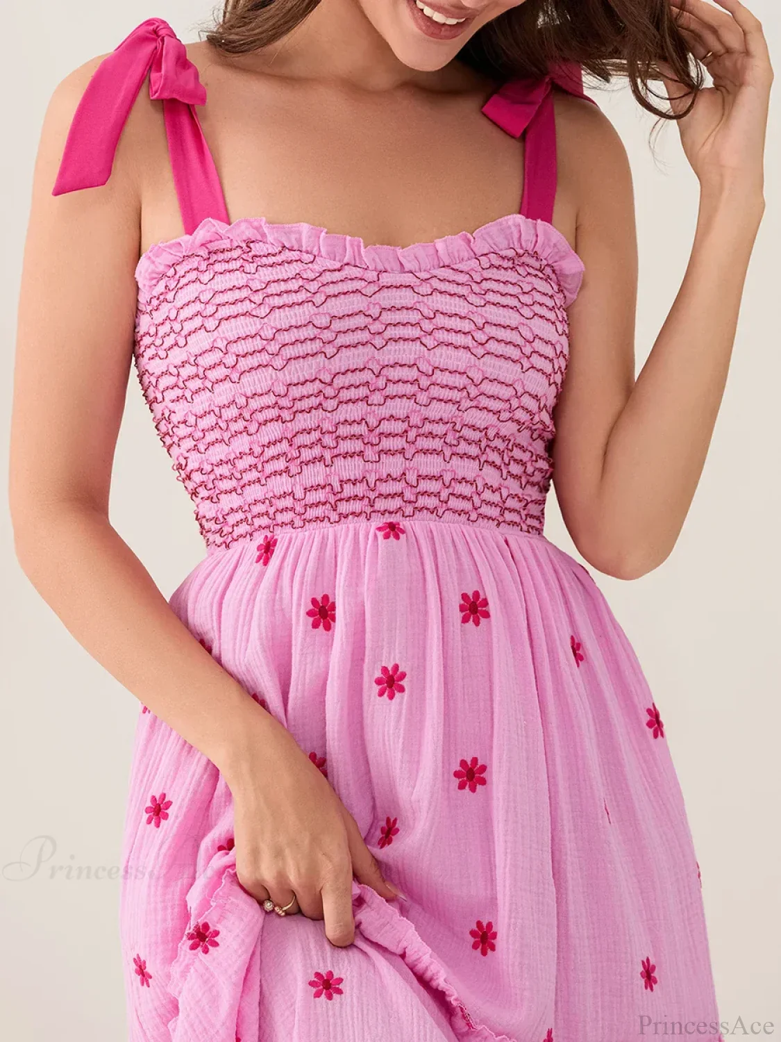 Tie-Shoulder Flowers Tank Tiered Ruffle Sweetheart Floral Dress - Image 6
