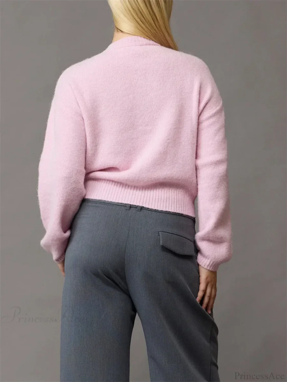 Tie-up Button Solid Knit Cardigan - Image 2