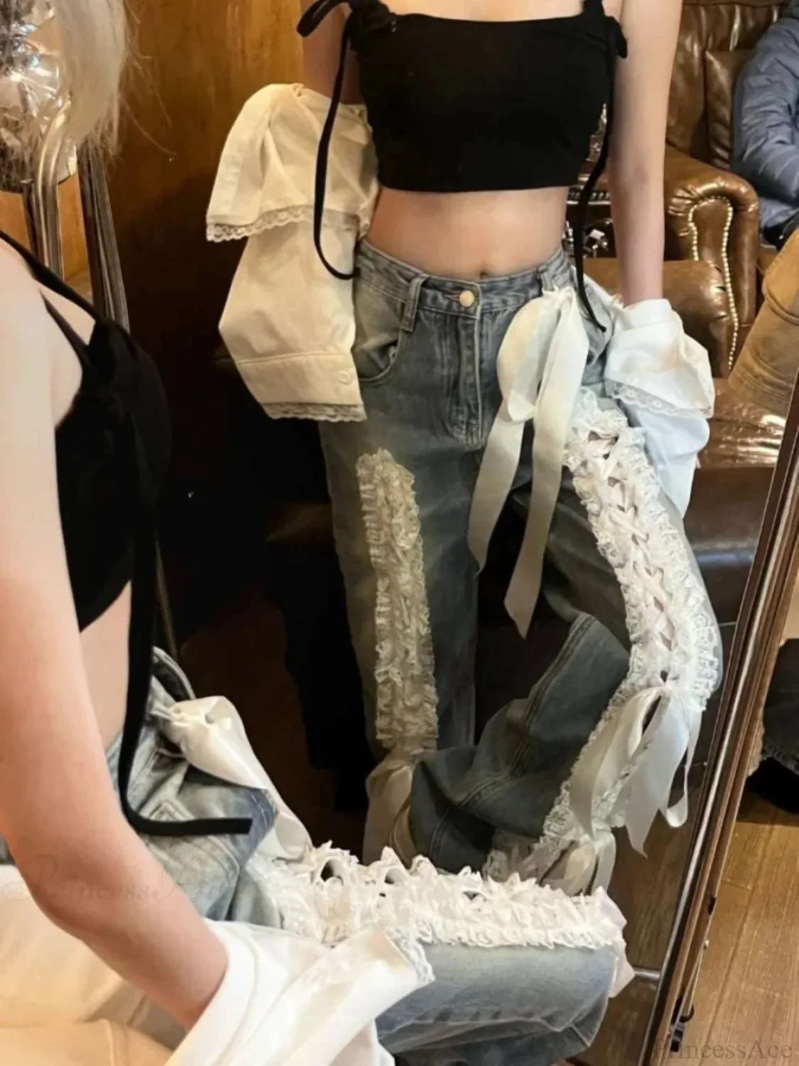 Tie-Up Dark Urban Denim Pant - Image 3