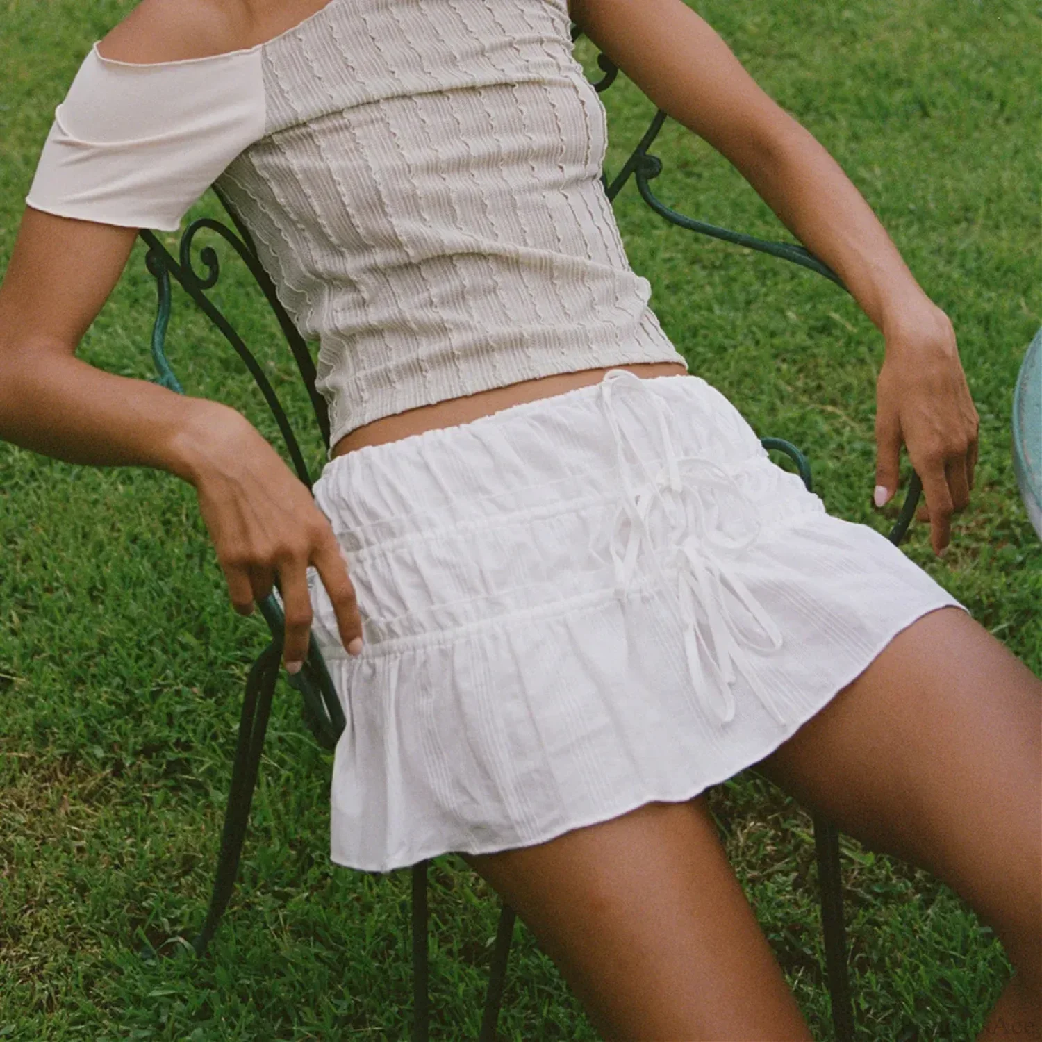 Tie-Up Front Cottage Style Skirt