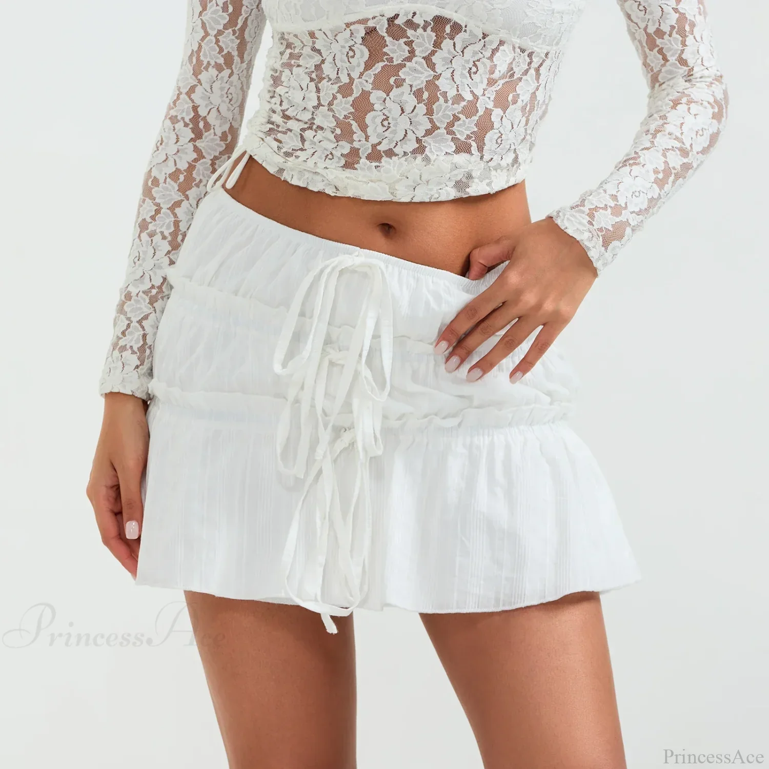 Tie-Up Front Cottage Style Skirt - Image 3