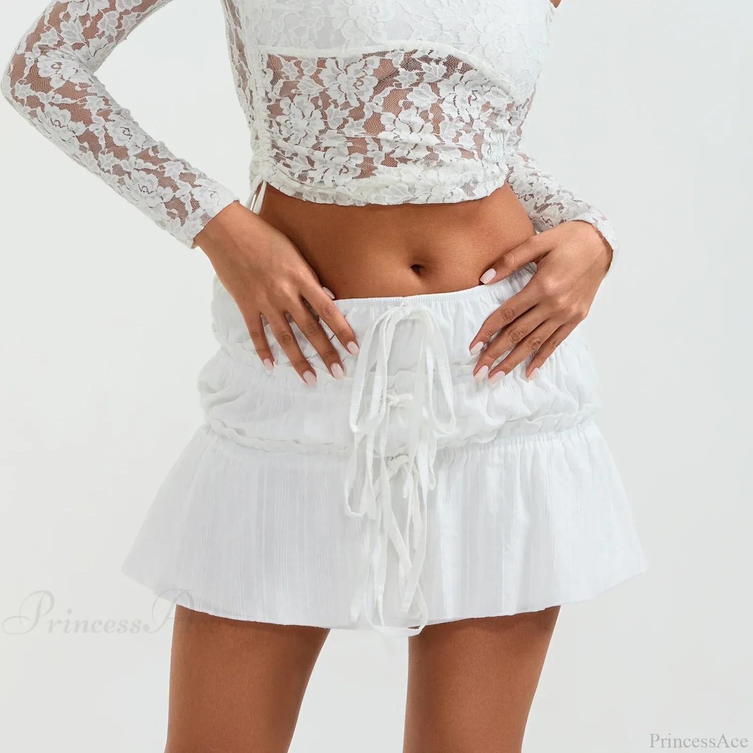 Tie-Up Front Cottage Style Skirt - Image 5