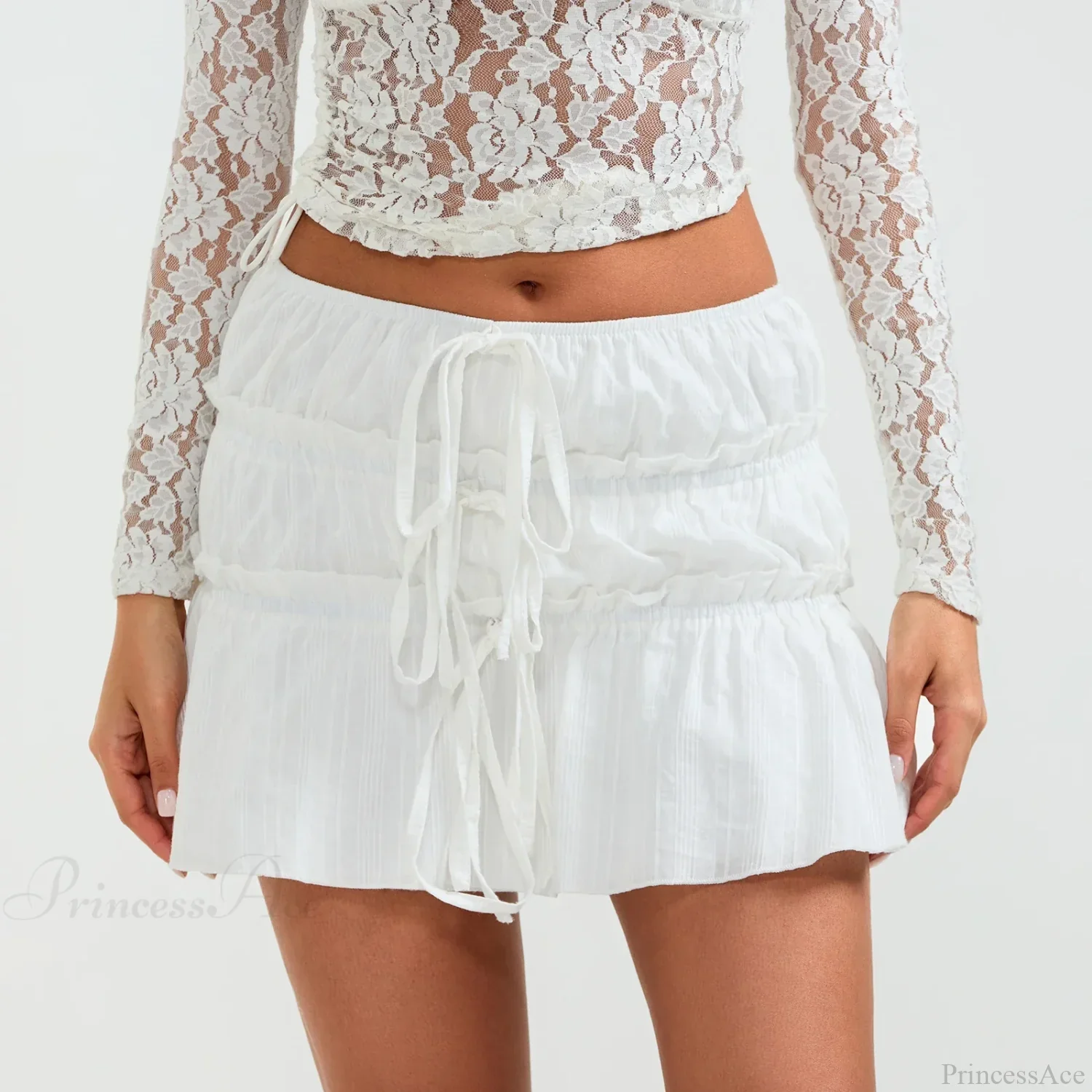 Tie-Up Front Ruched Mini Skirt - Image 4
