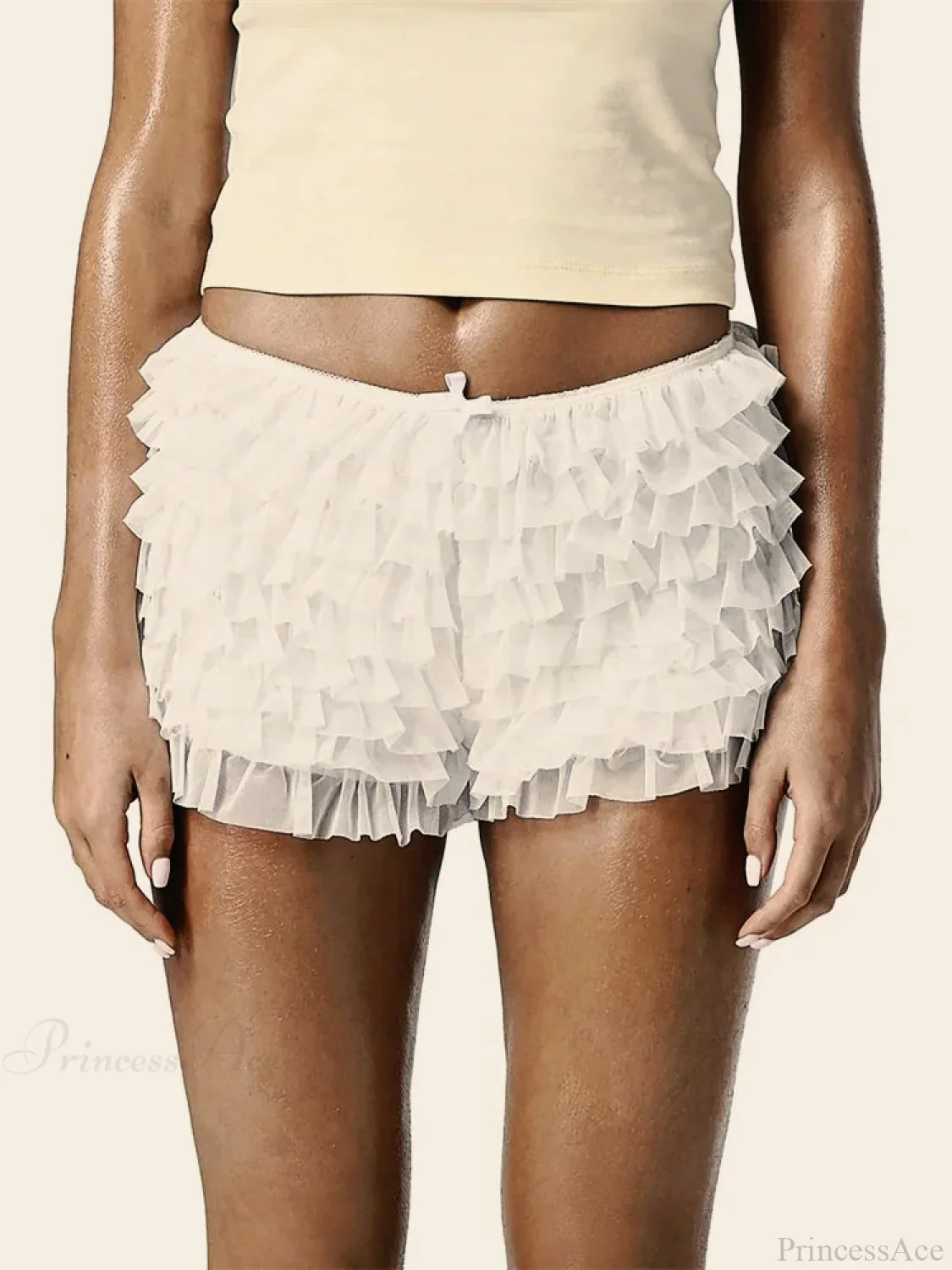 Tiered Ruffle Bow Patchwork Short - Image 2