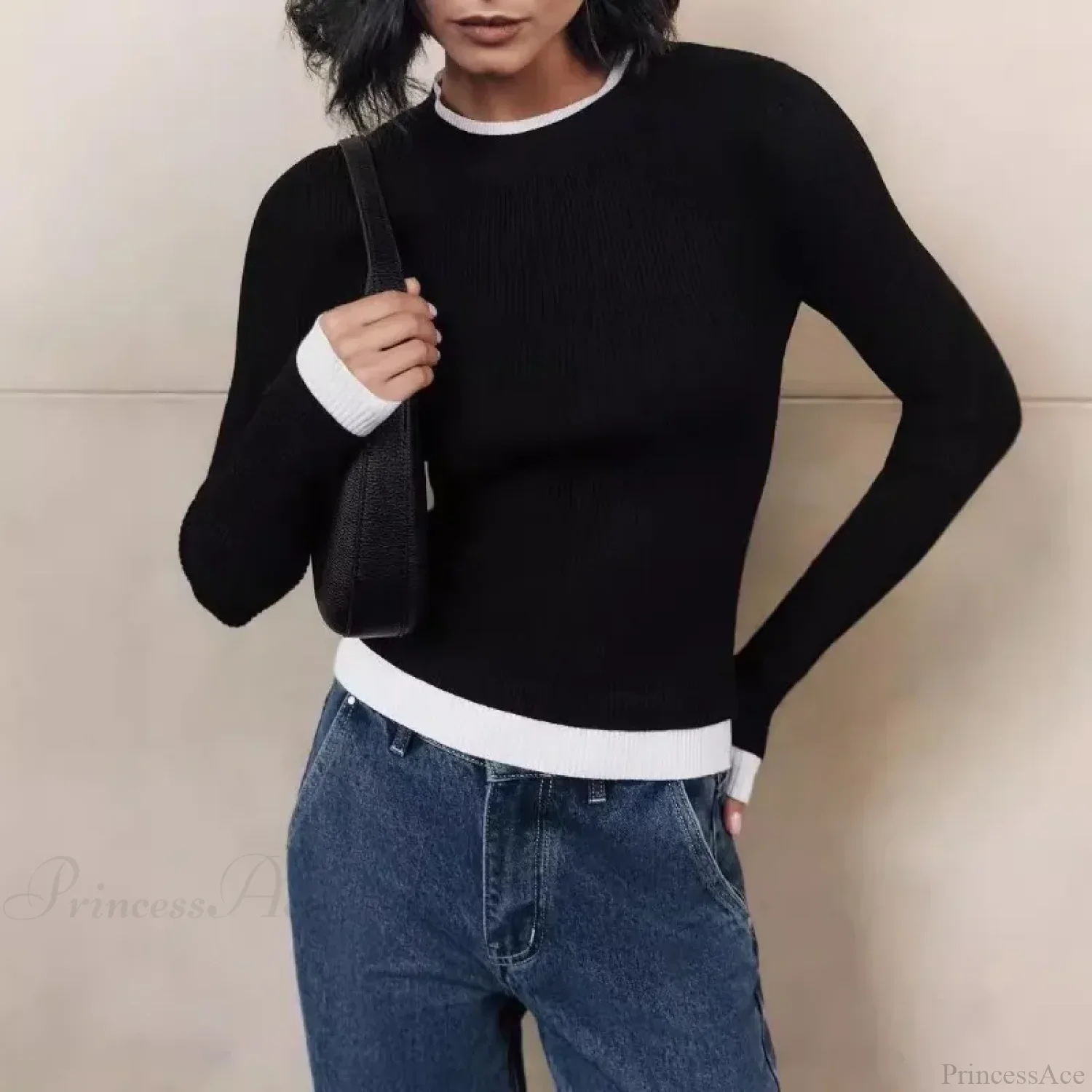 Tight Slim Long Sleeve O-neck Sweater - Image 7