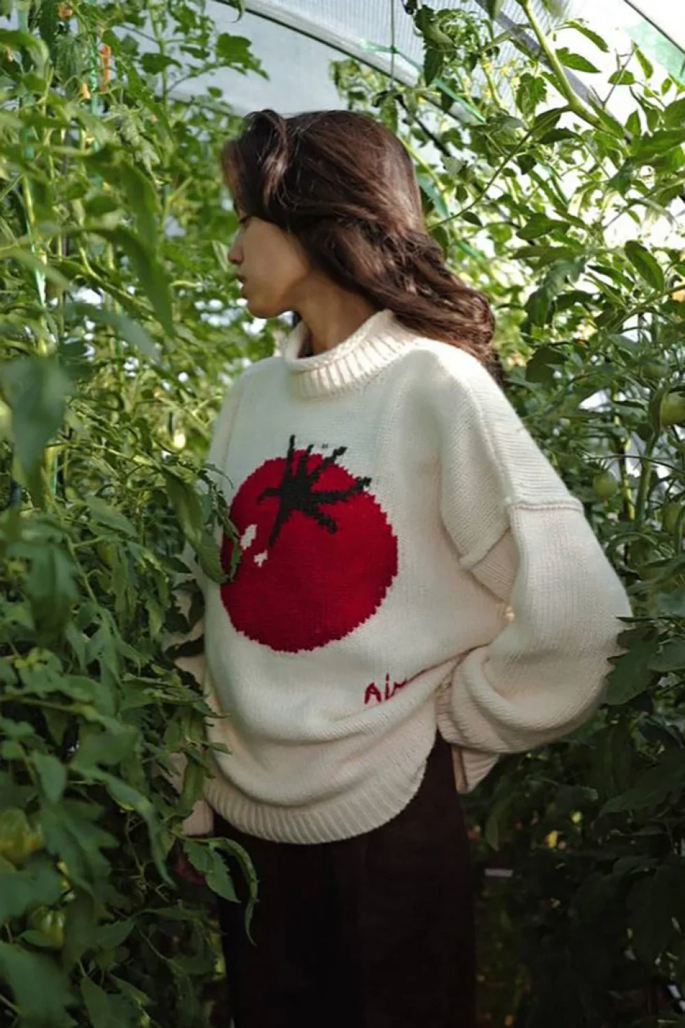 Tomato Half Neck Loose Knit Sweater - Image 4