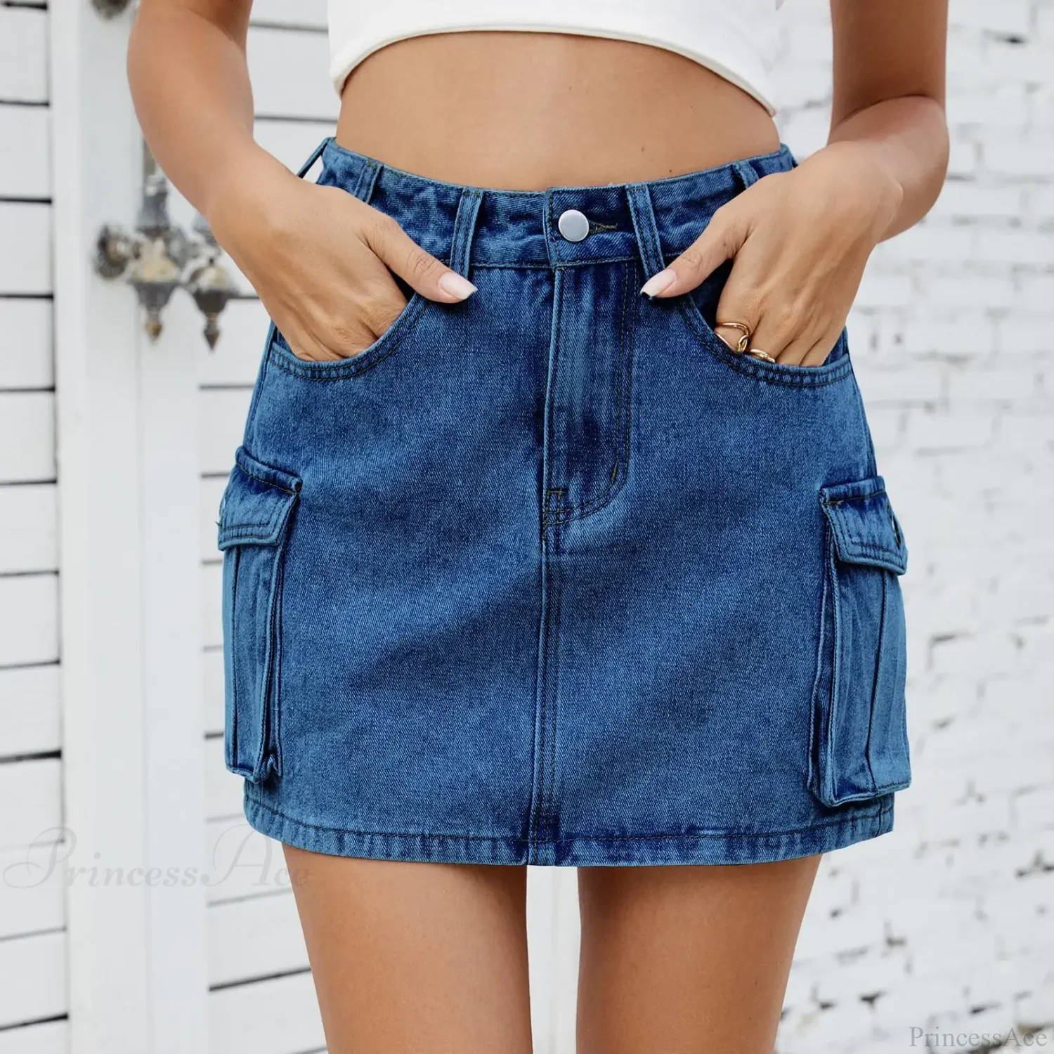Tooling Pocket Washed Denim Skirt - Image 5