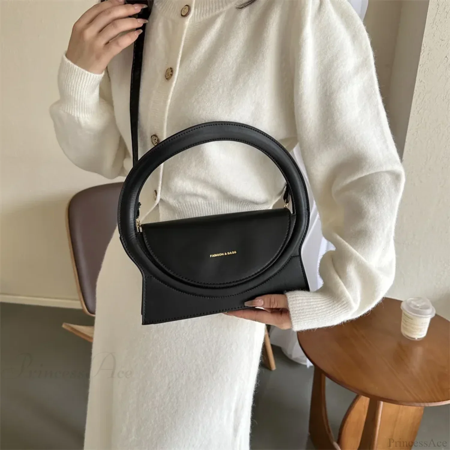 Top Brand Round Handle Luxury Leather Crossbody Handbag - Image 2
