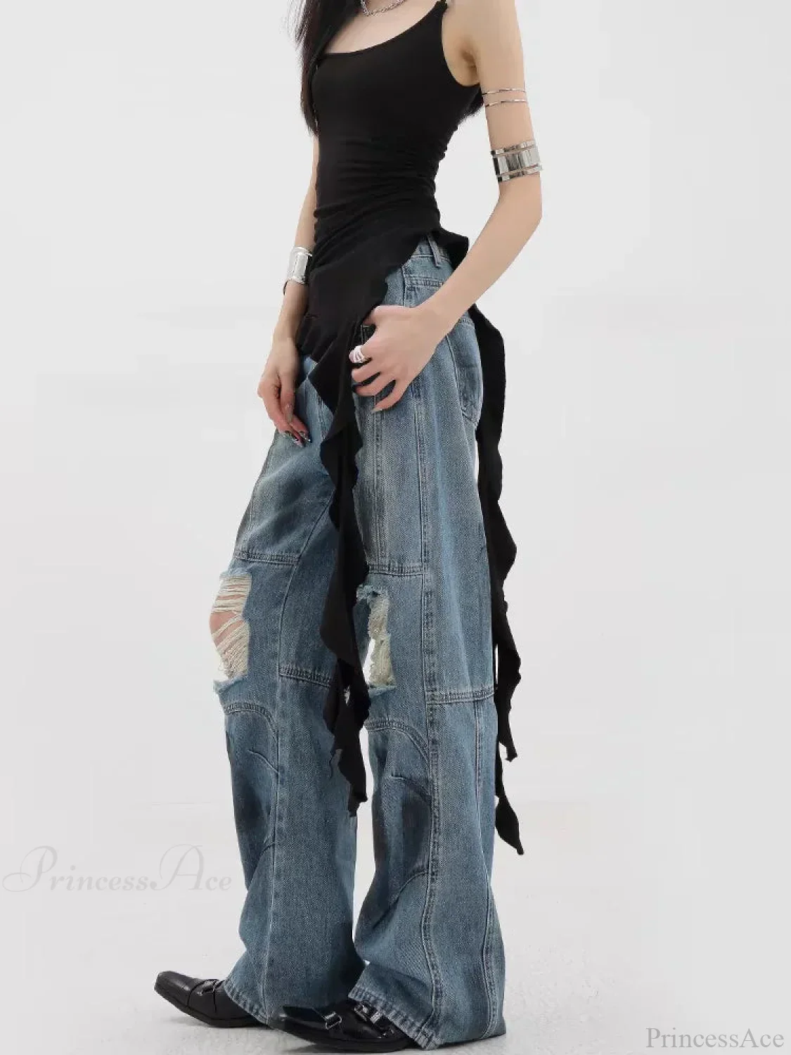 Torn Azure Gothic Baggy Harajuku Pant