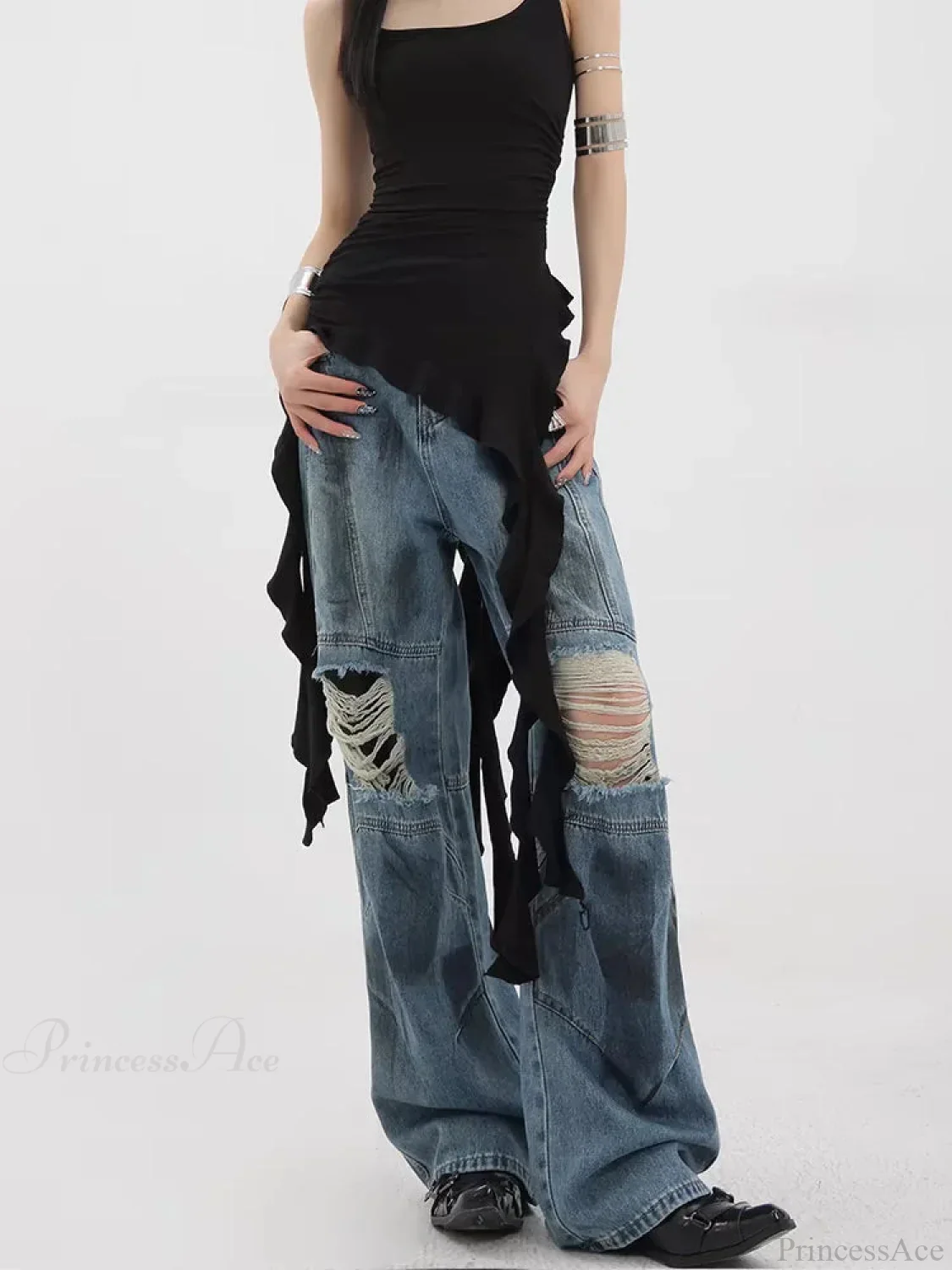 Torn Azure Gothic Baggy Harajuku Pant - Image 4