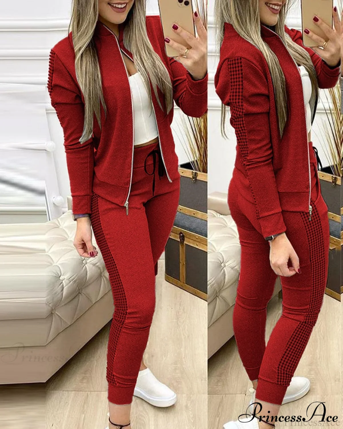 Tracksuit Winter - Zipper Piece for Pants Autumn + 2 Set Long Sports Jacket Suit Fashion Women - Image 11