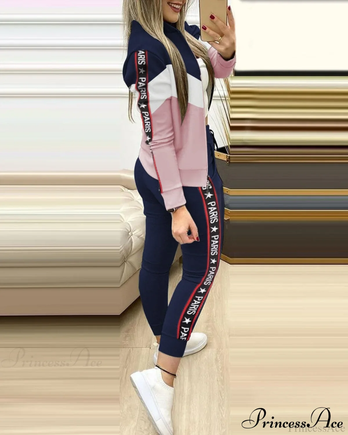Tracksuit Winter - Zipper Piece for Pants Autumn + 2 Set Long Sports Jacket Suit Fashion Women - Image 2