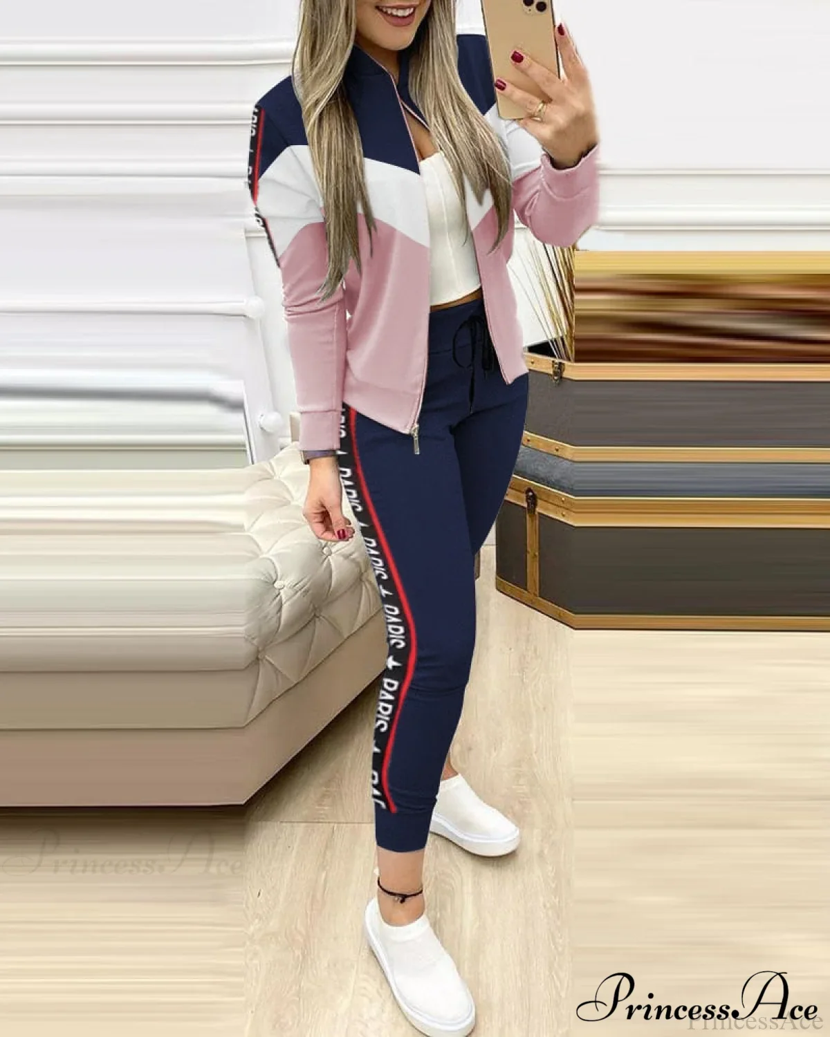 Tracksuit Winter - Zipper Piece for Pants Autumn + 2 Set Long Sports Jacket Suit Fashion Women - Image 3