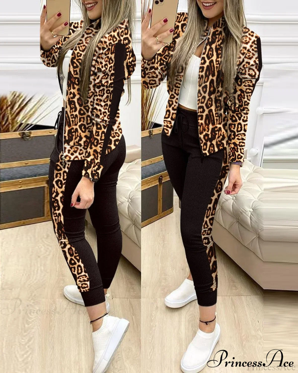 Tracksuit Winter - Zipper Piece for Pants Autumn + 2 Set Long Sports Jacket Suit Fashion Women - Image 5