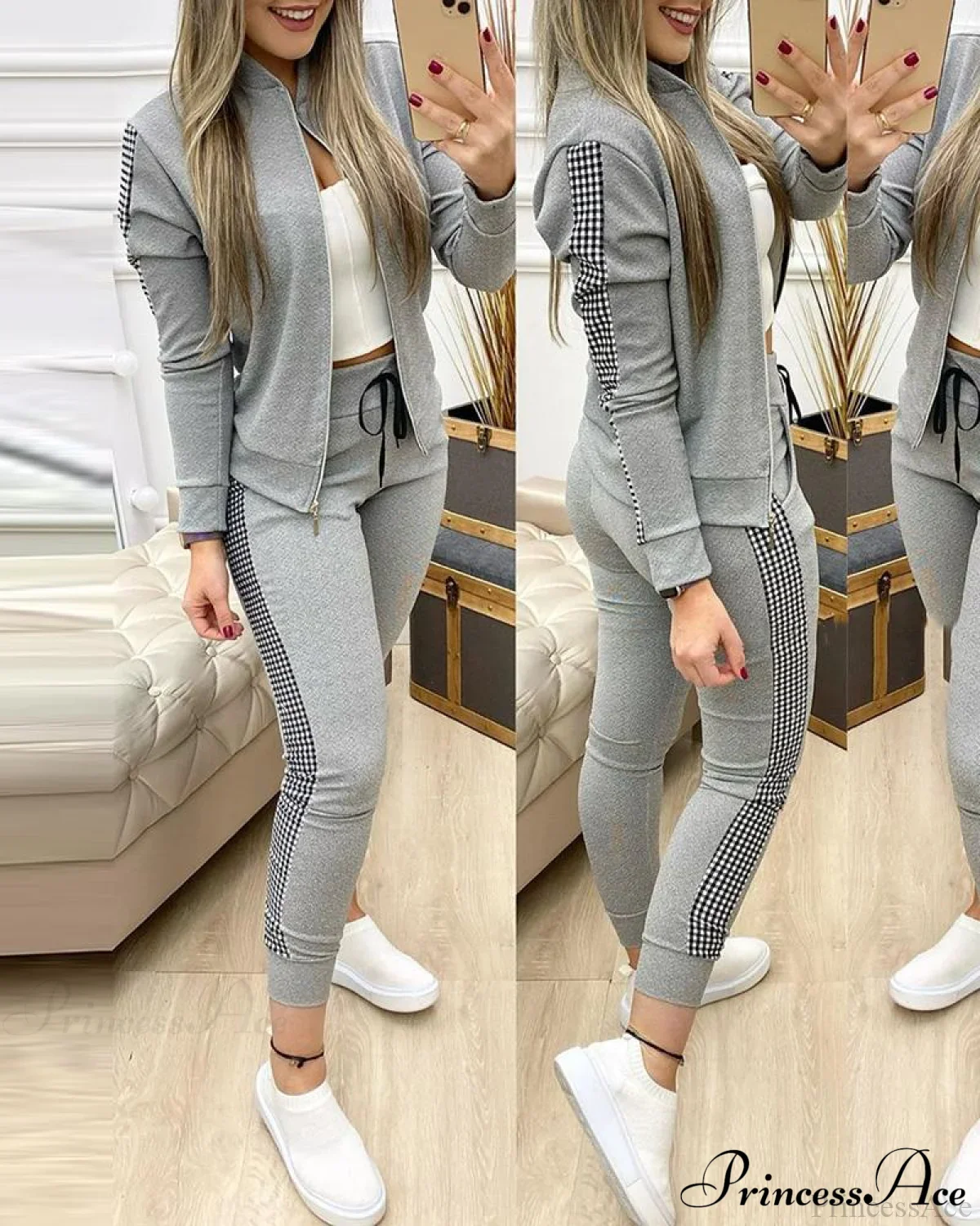 Tracksuit Winter - Zipper Piece for Pants Autumn + 2 Set Long Sports Jacket Suit Fashion Women - Image 9