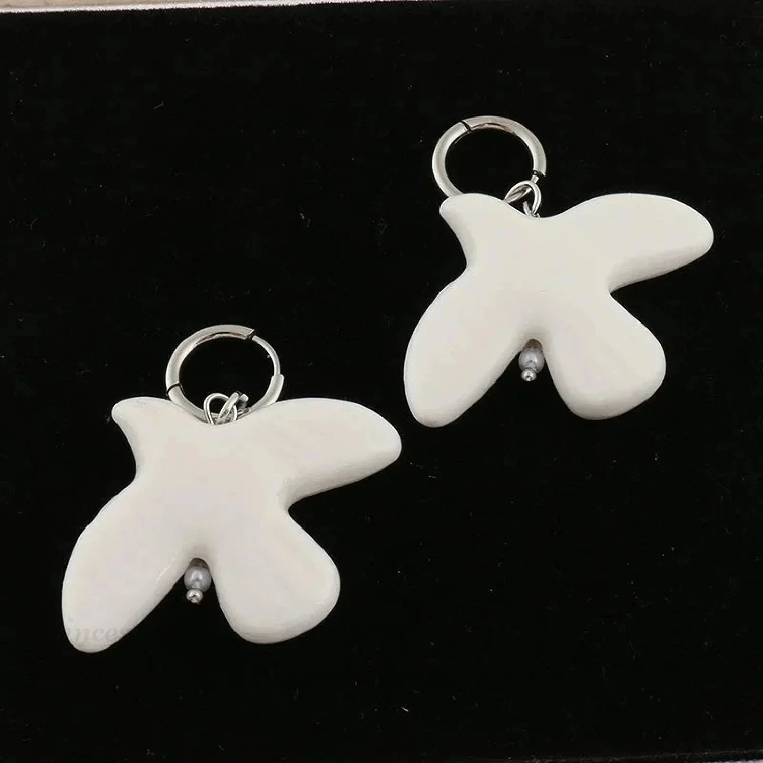 Tranquil Dove Ceramic Metal Circle Hoop Earring - Image 5