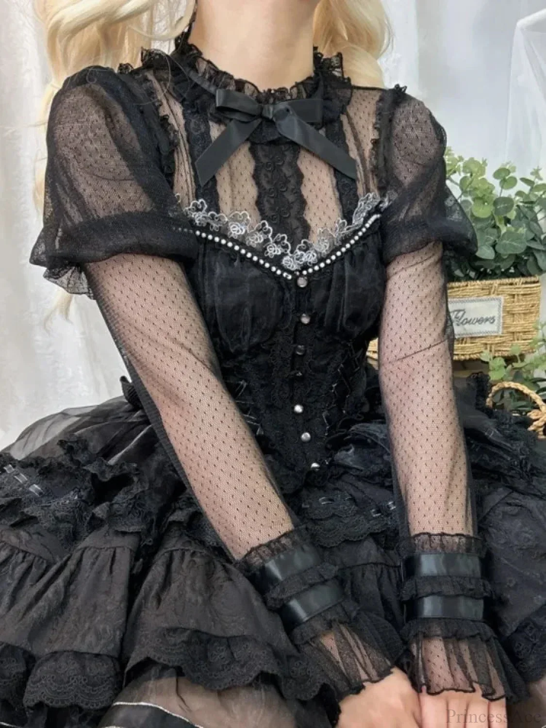 Transparent Embroidered Lace Top