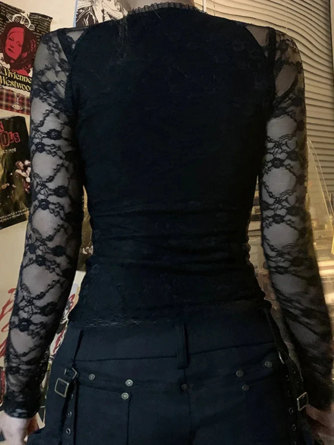 Transparent Lace V-neck Knitted Top - Image 4