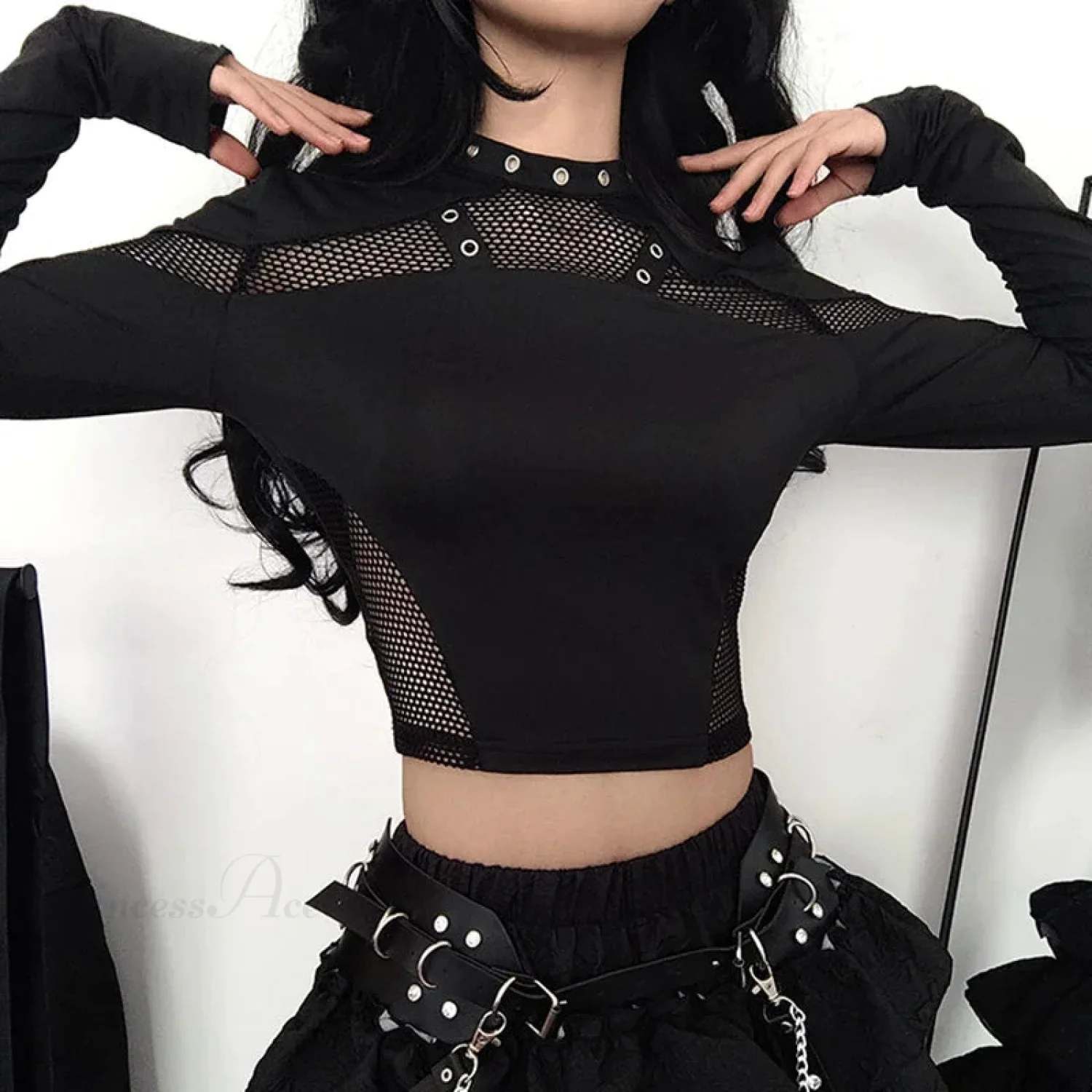 Transparent Mesh Knitted Top - Image 2