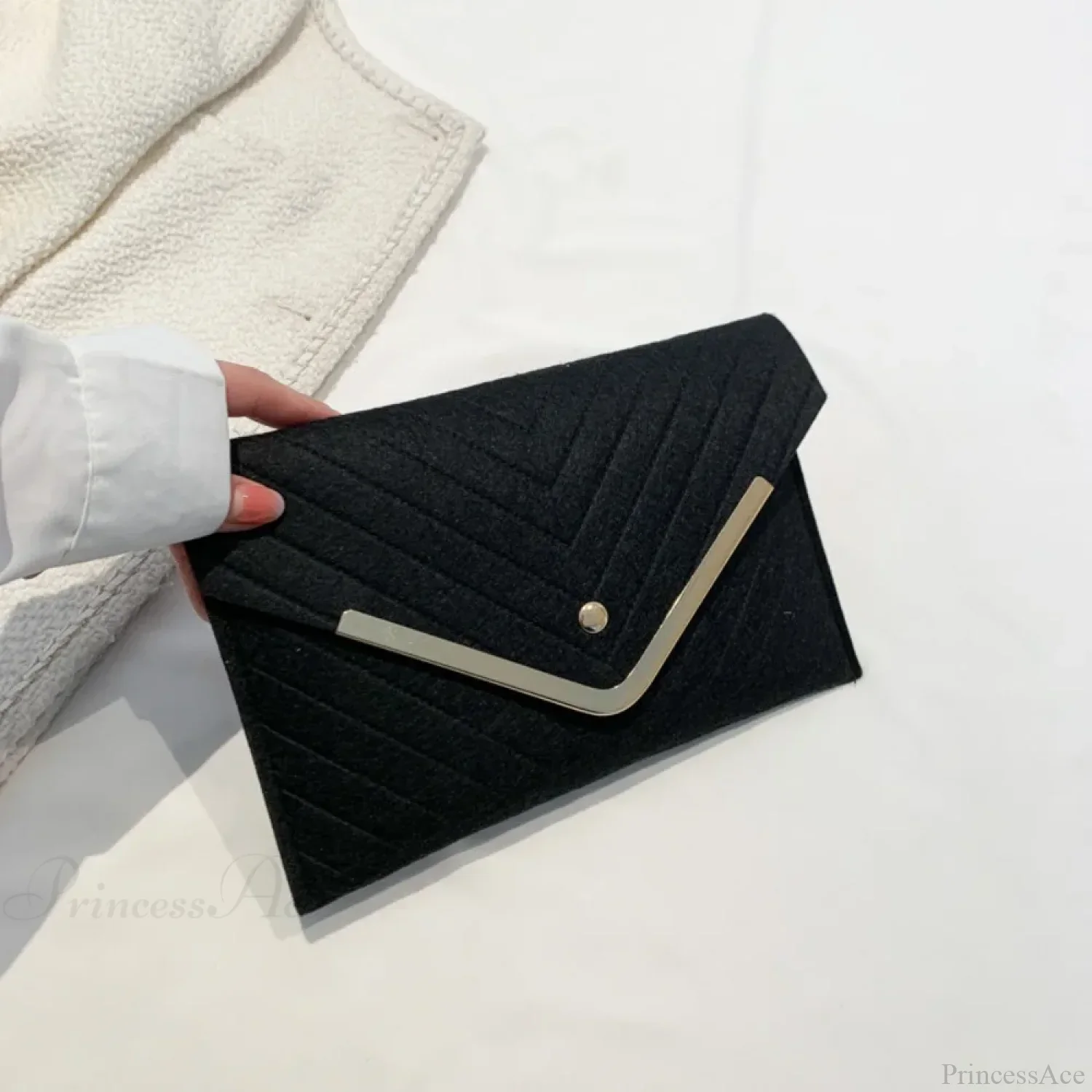 Trendy Evening Felt Envelope Clutch Wristlet - Image 3