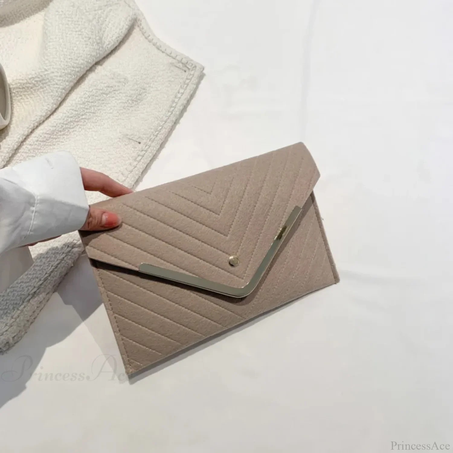 Trendy Evening Felt Envelope Clutch Wristlet - Image 4