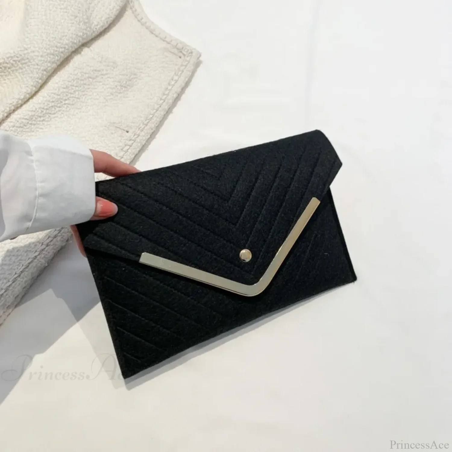 Trendy Evening Felt Envelope Clutch Wristlet - Image 7
