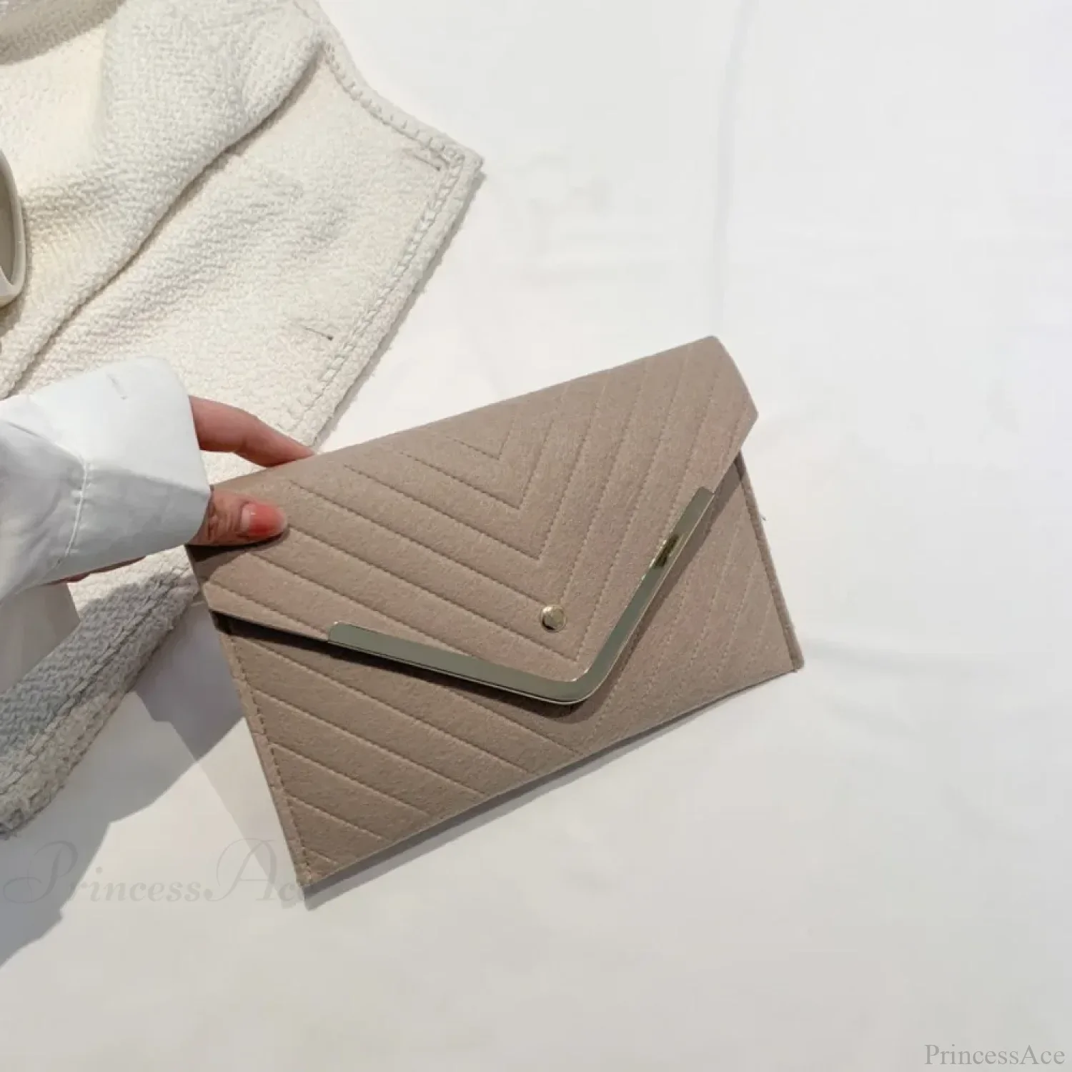 Trendy Evening Felt Envelope Clutch Wristlet - Image 9