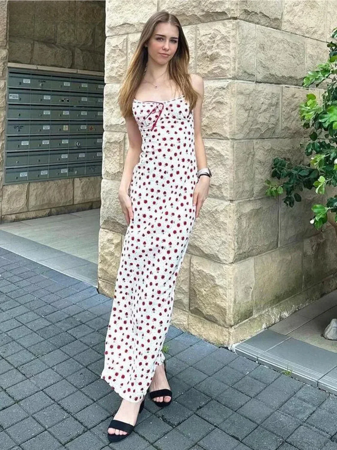Trendy Floral Bow Bandage Bodycon Streetwear Dress - Image 2